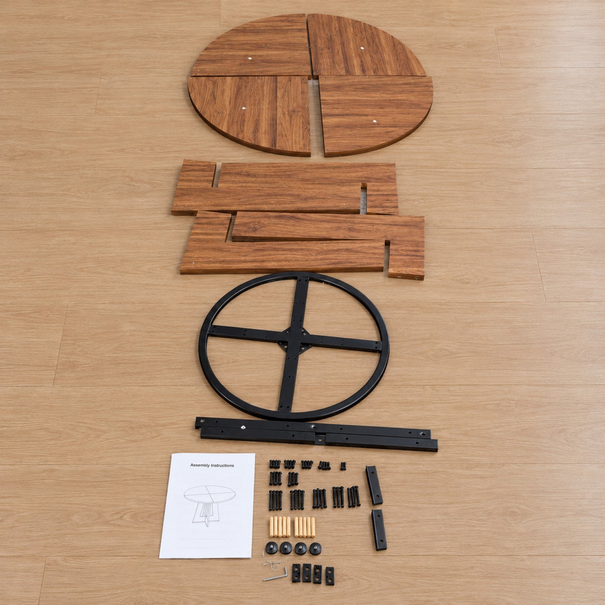 Round Dining Table with Sculptural Cross Pedestal Base