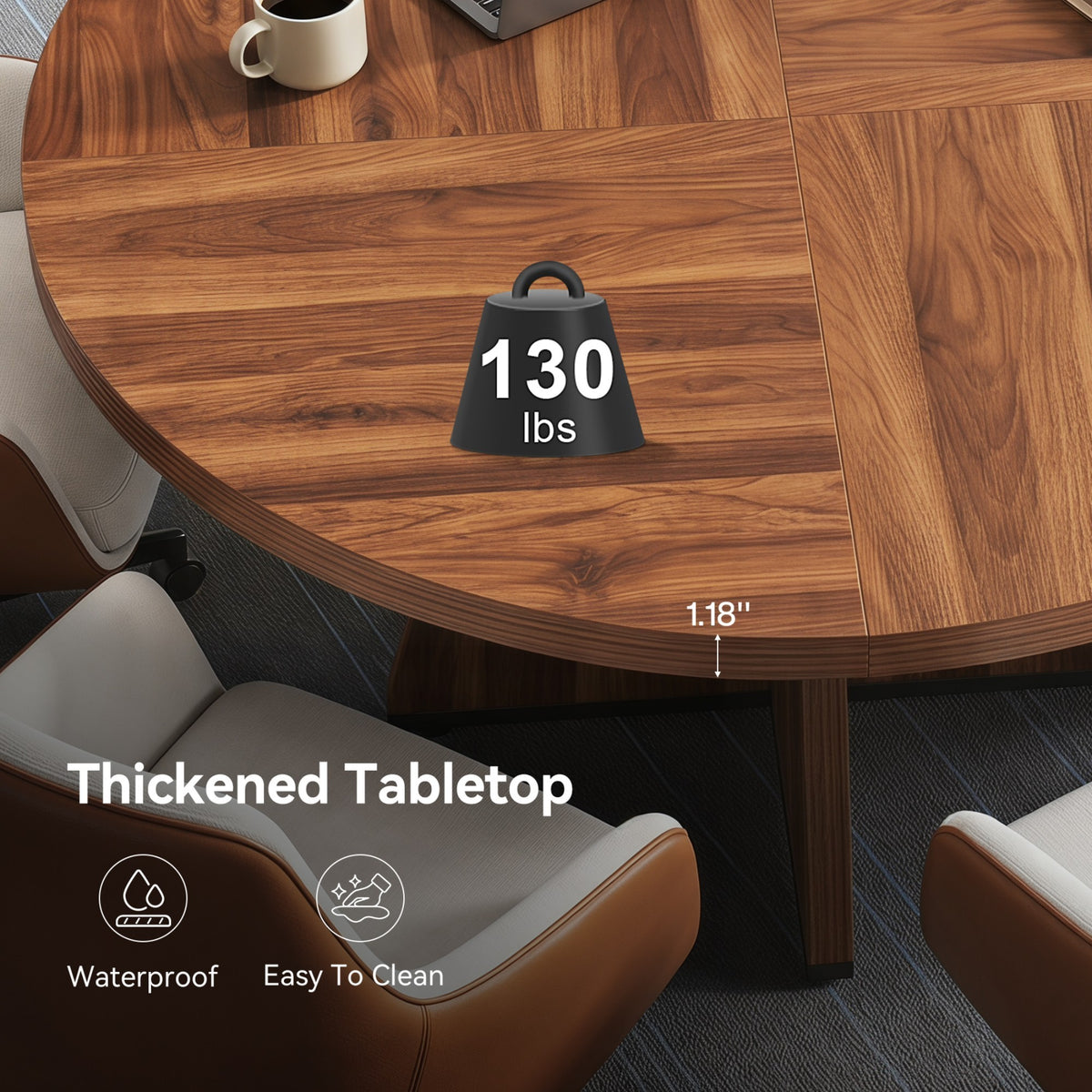 Round Dining Table with Sculptural Cross Pedestal Base