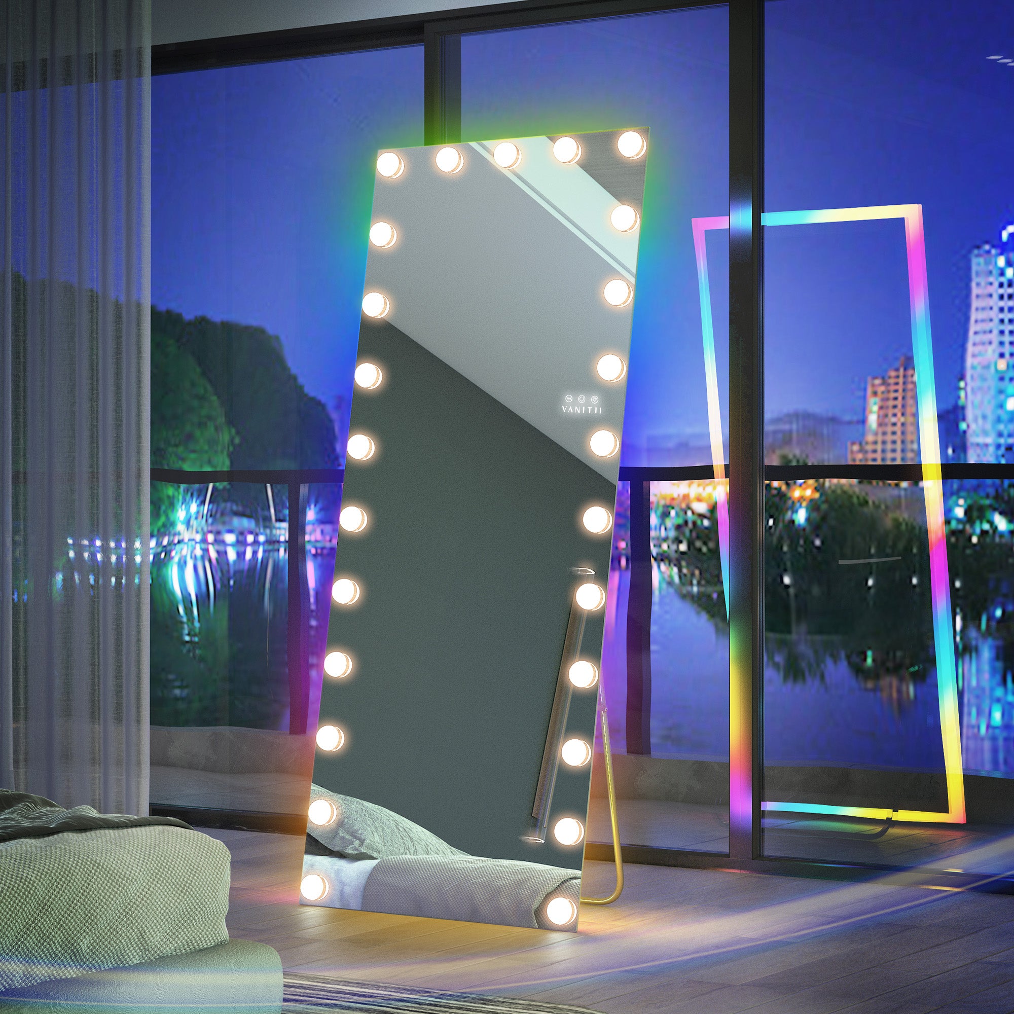 VANITII Hollywood Vanity Mirror - Full Length Vanity Mirror with RGB Lighting
