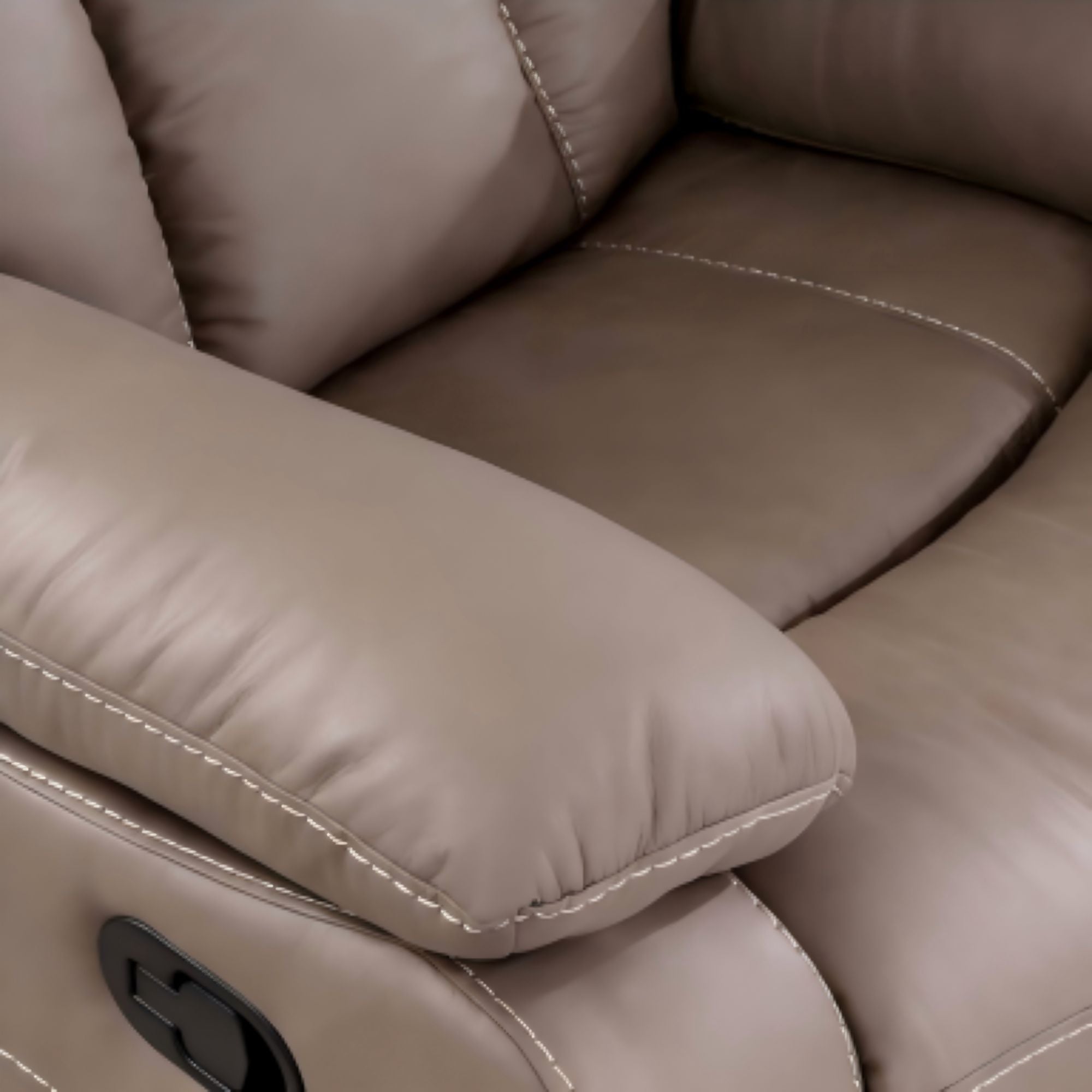 Kael Power Recliner & 2-Seater Sofa Set, Breathable Leather with Side Armrest Storage, Rustic Home Theater Seating