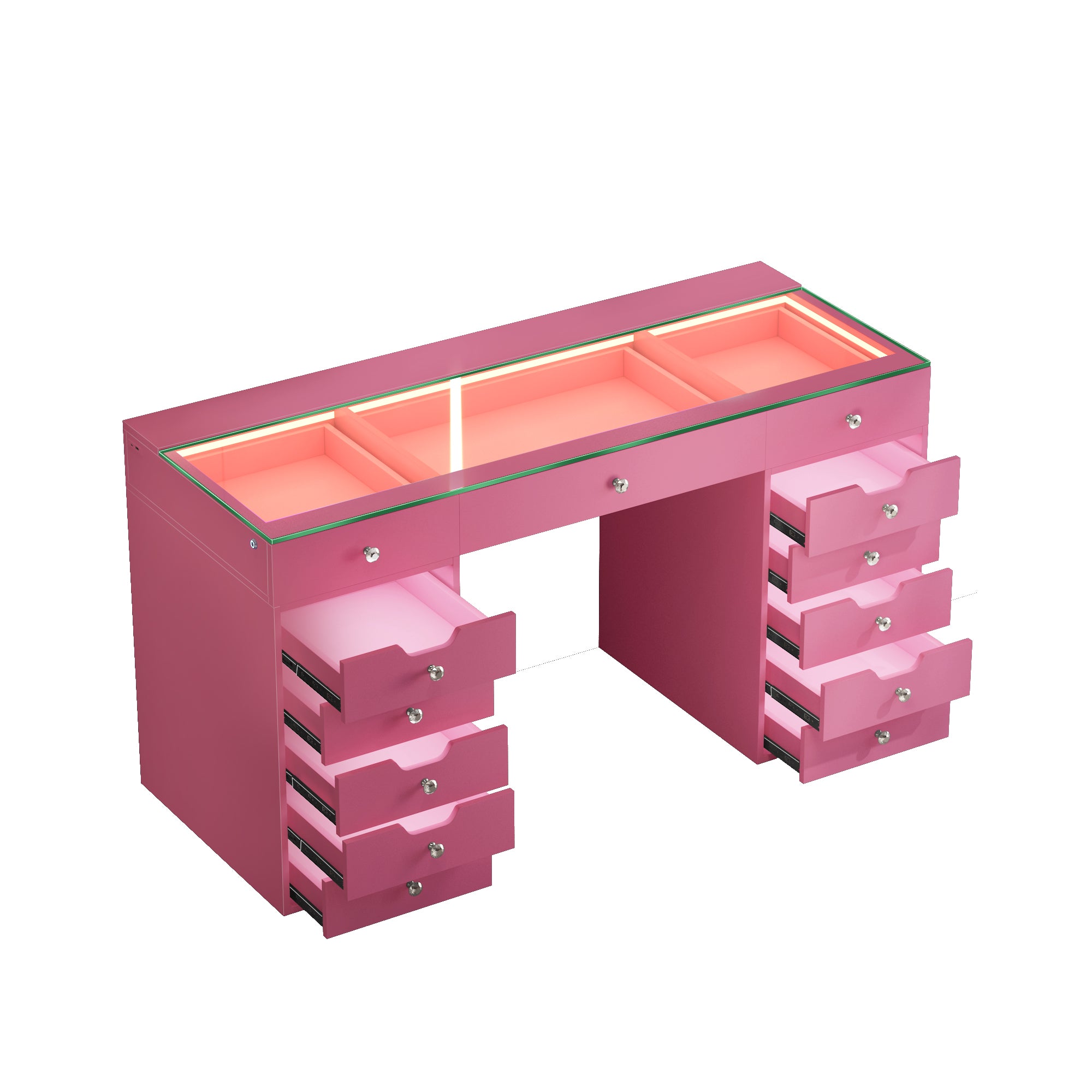 VANITII Eva Vanity Desk - 13 Storage Drawers with Full Light