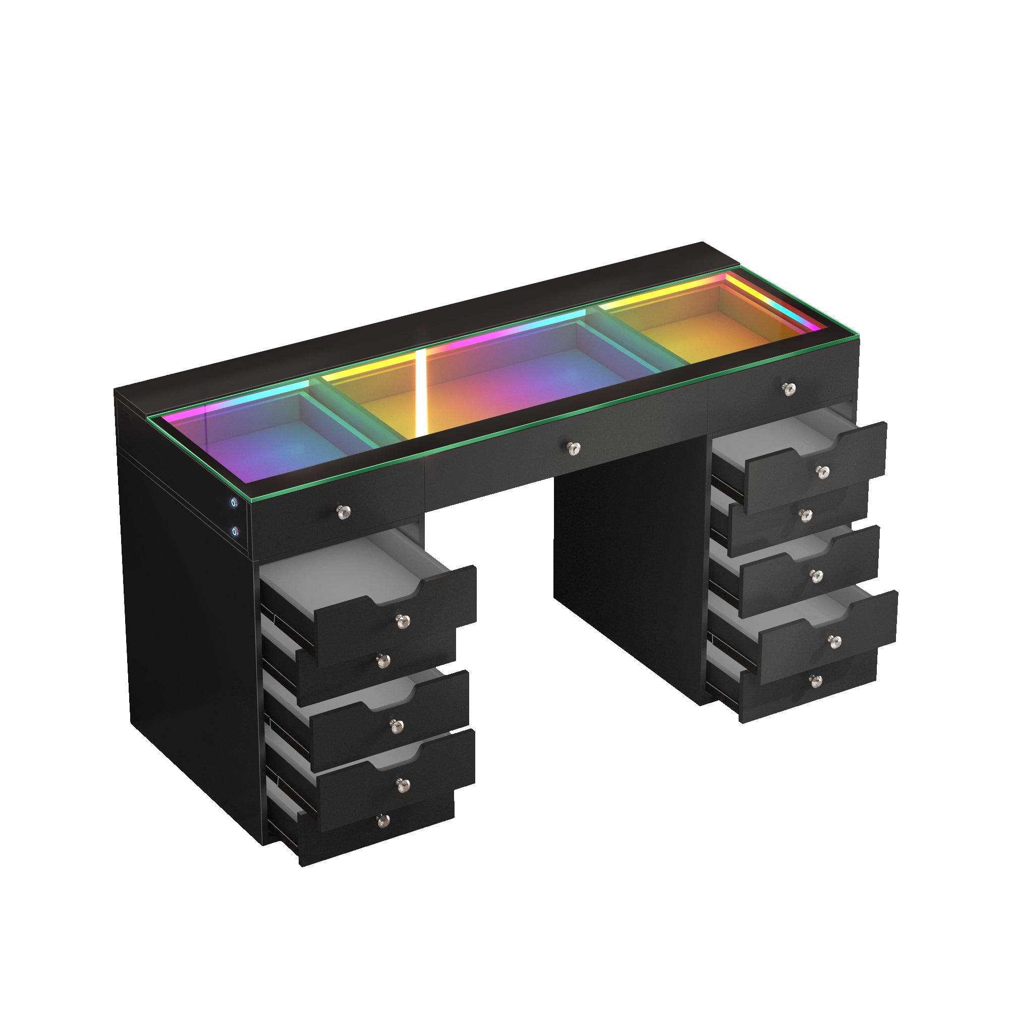 VANITII Eva Vanity Desk - 13 Storage Drawers with Full Light &RGB