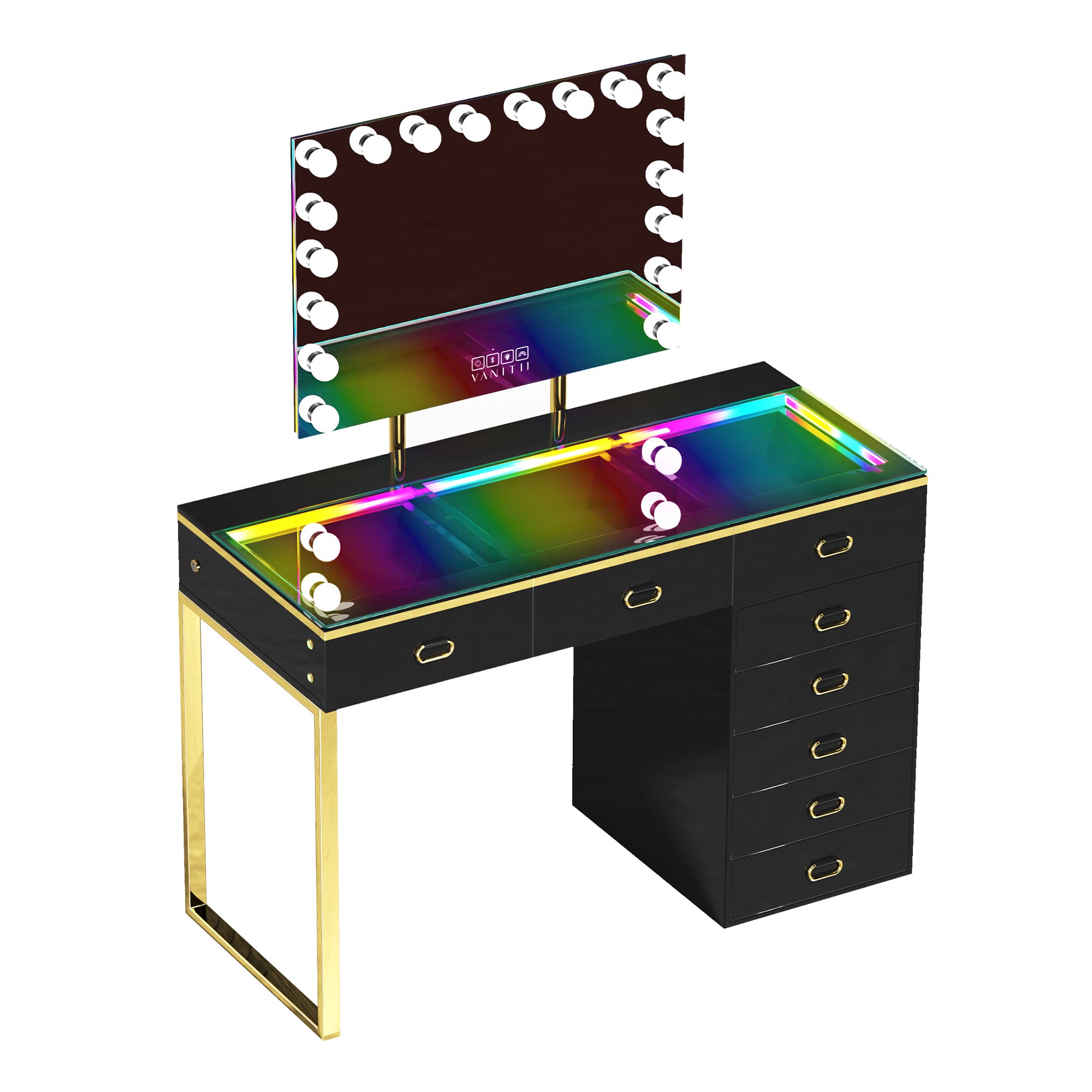 New Release ! VANITII Chelsea Vanity Set with Hollywood Music Mirror