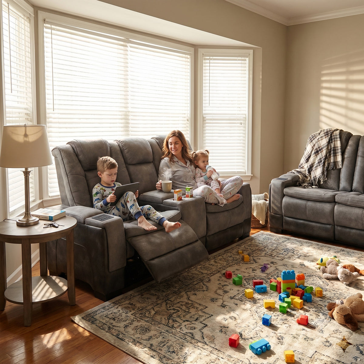 Charlie Gray Power Recliner Sofa Set