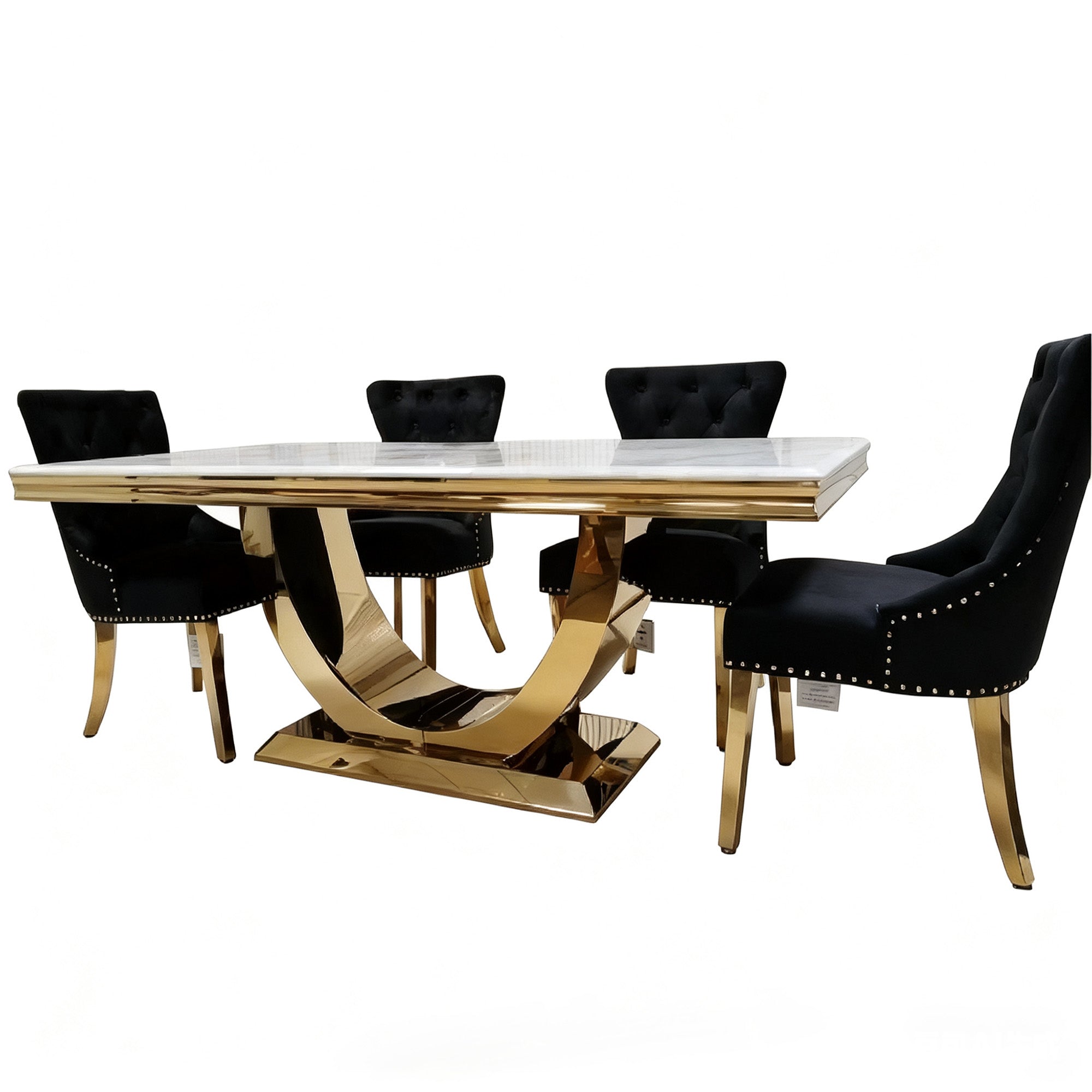 Stainless Steel Dining Table with Marble Tabletop-PX02