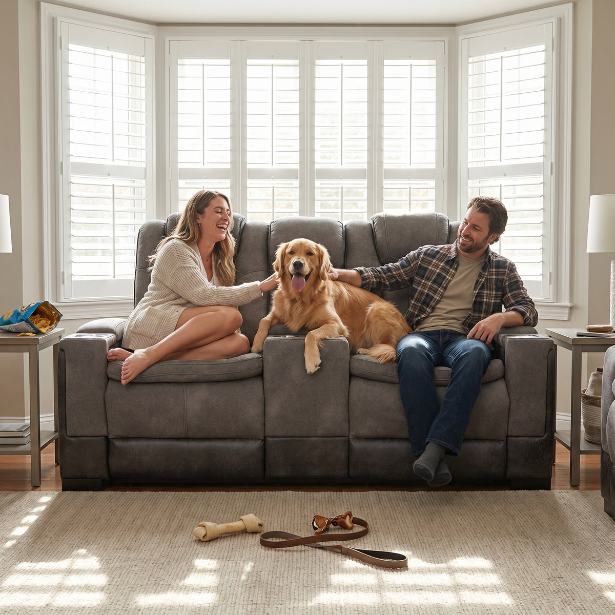 Charlie Modern Gray Power Recliner Loveseat – Dual Power Motion Seating