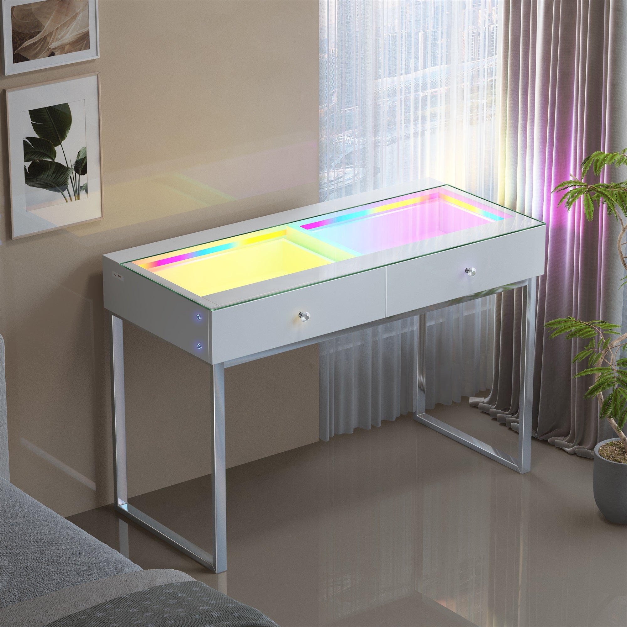 VANITII Alice RGB Vanity Desk Pro - 2 Storage Drawers