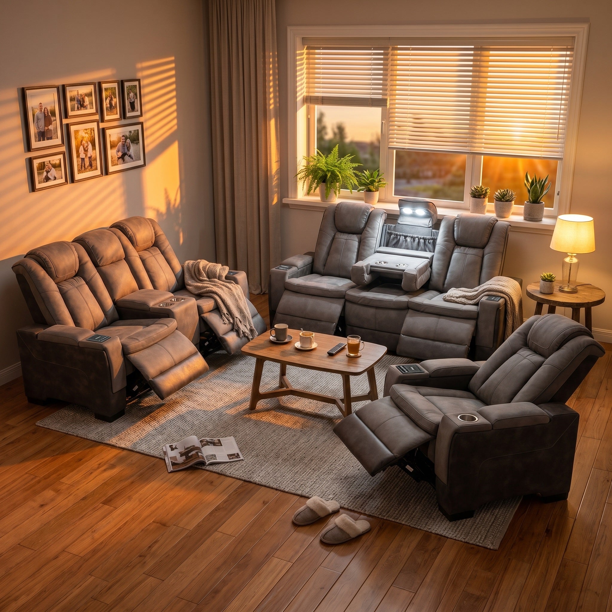 Charlie Gray Power Recliner Sofa & Loveseat & Chair