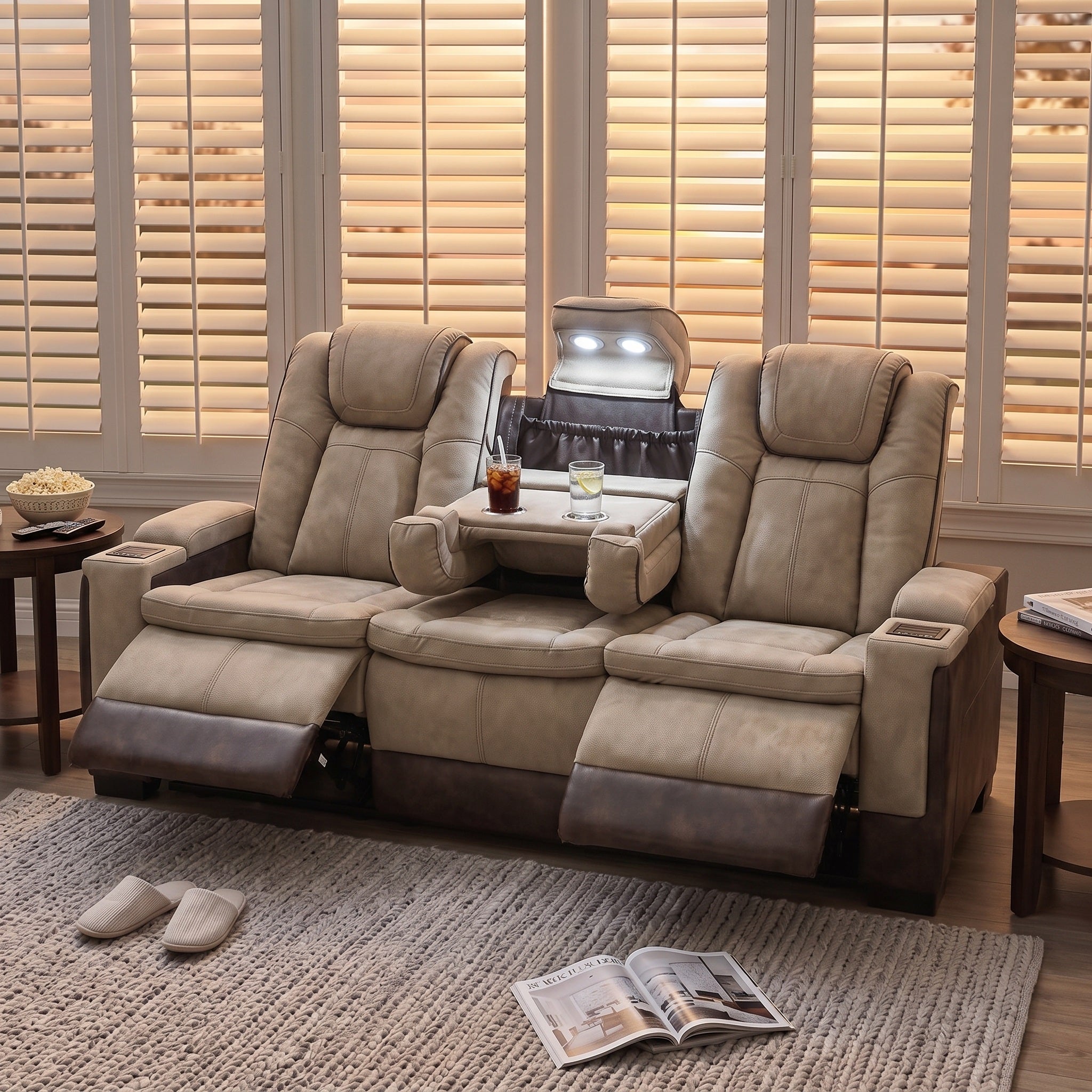 Charlie Modern Brown Power Recliner Sofa for Living Room or Home Theater