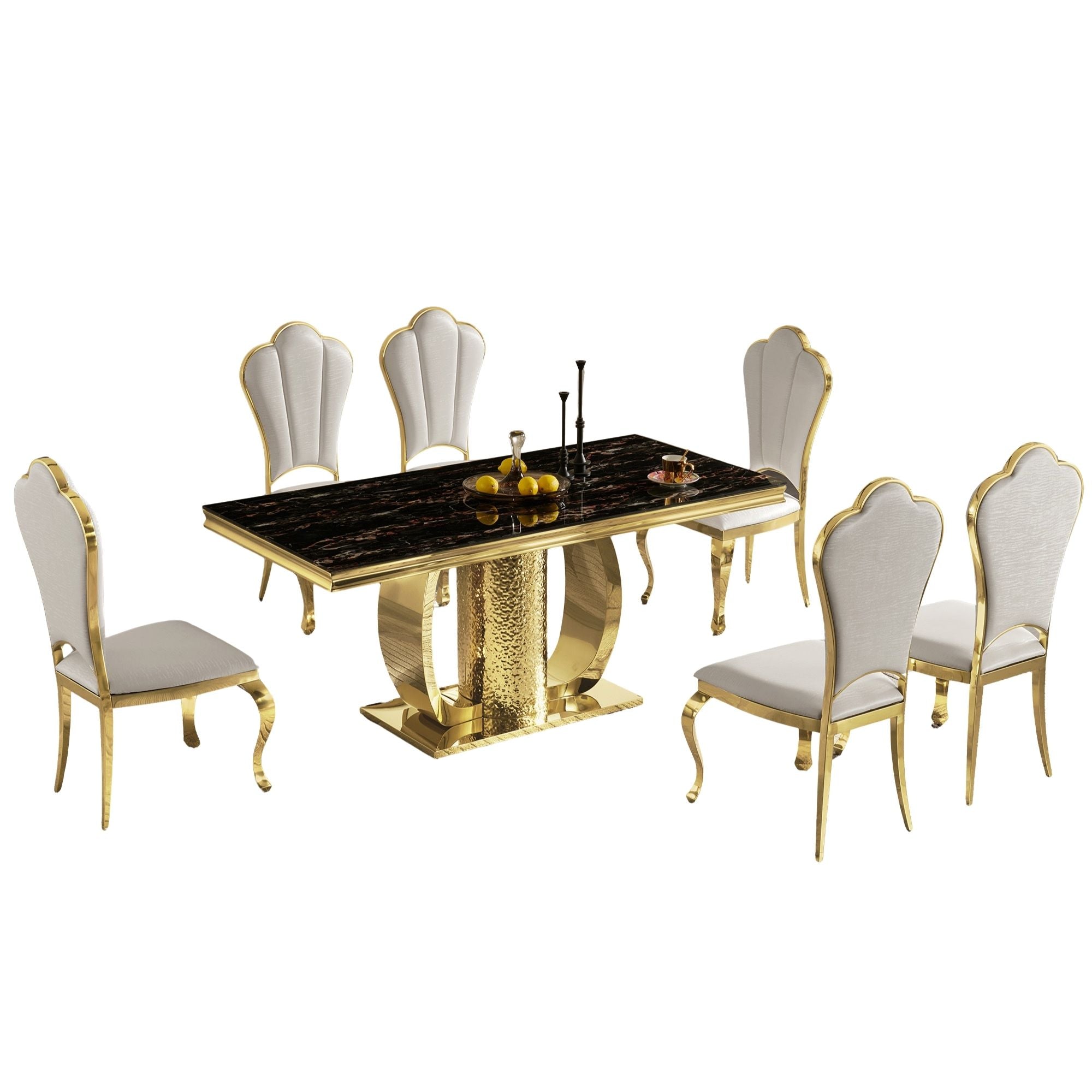Fashion Stainless Steel & Tempered Glass Dining Table