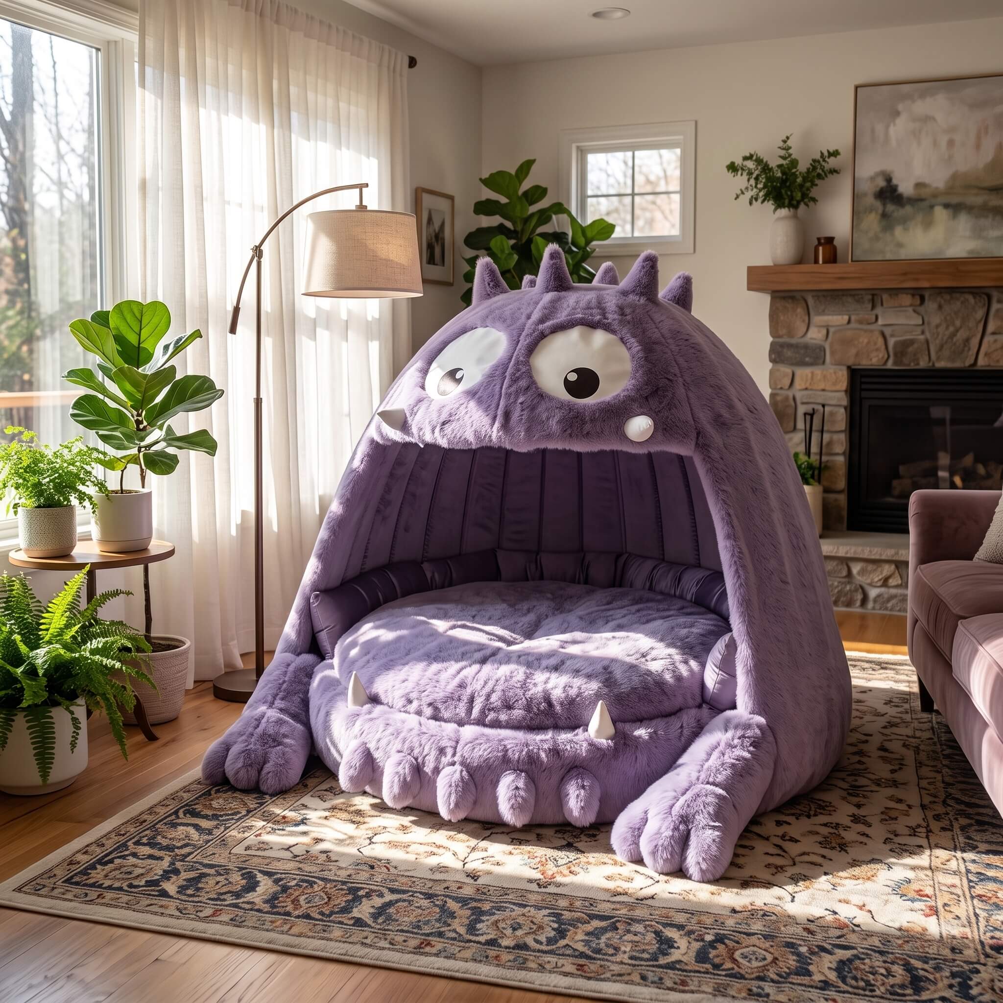 Monster Gobbler's Bed – Whimsical Purple Kids Novelty Bed