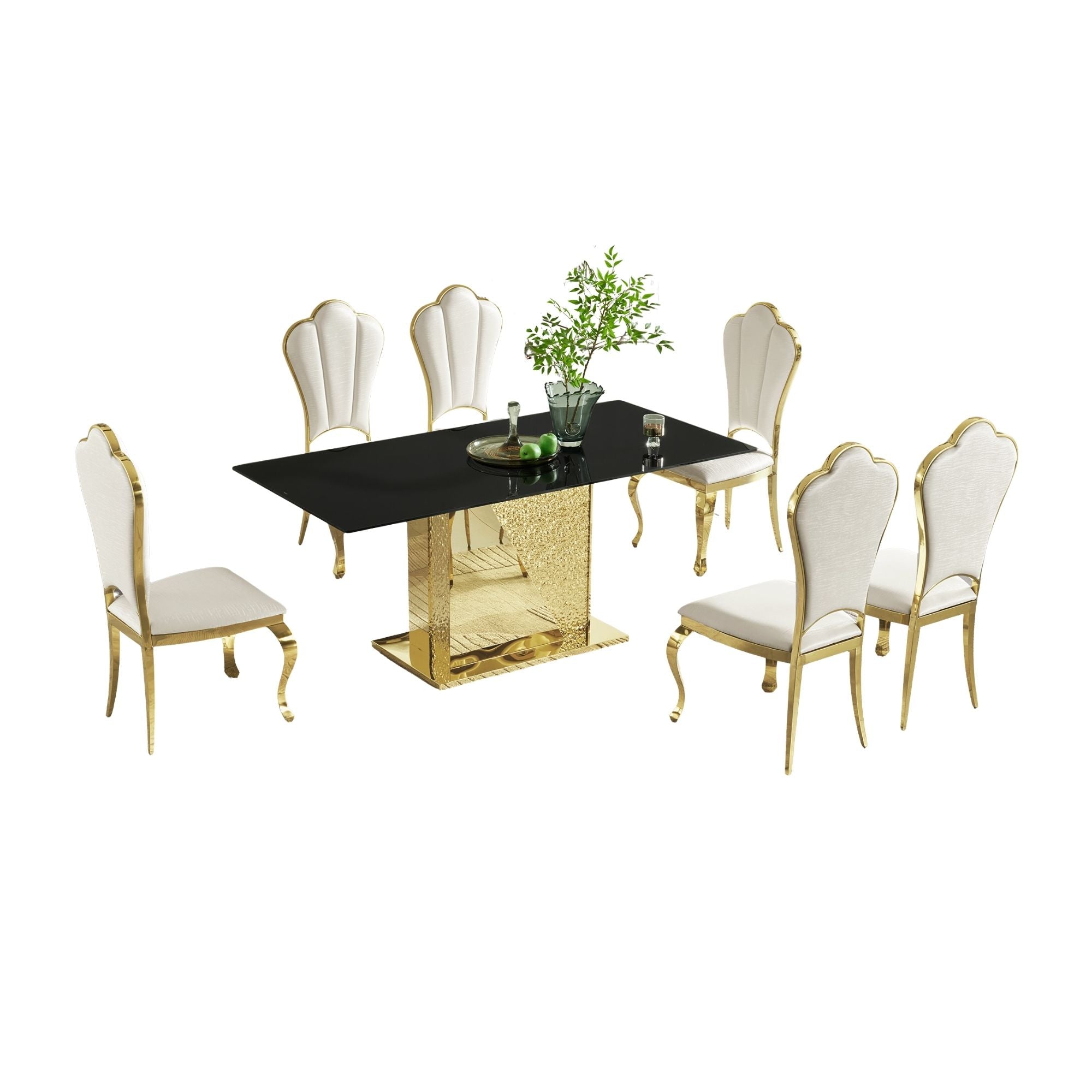 Stainless Steel & Tempered Glass Dining Table