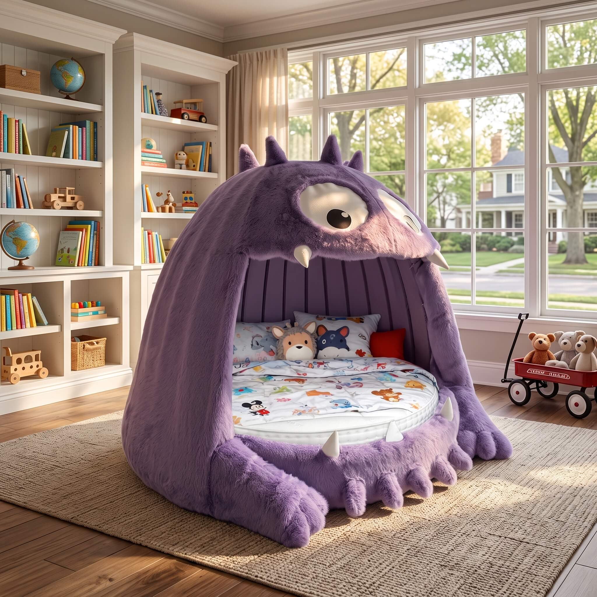 Monster Gobbler's Bed – Whimsical Purple Kids Novelty Bed