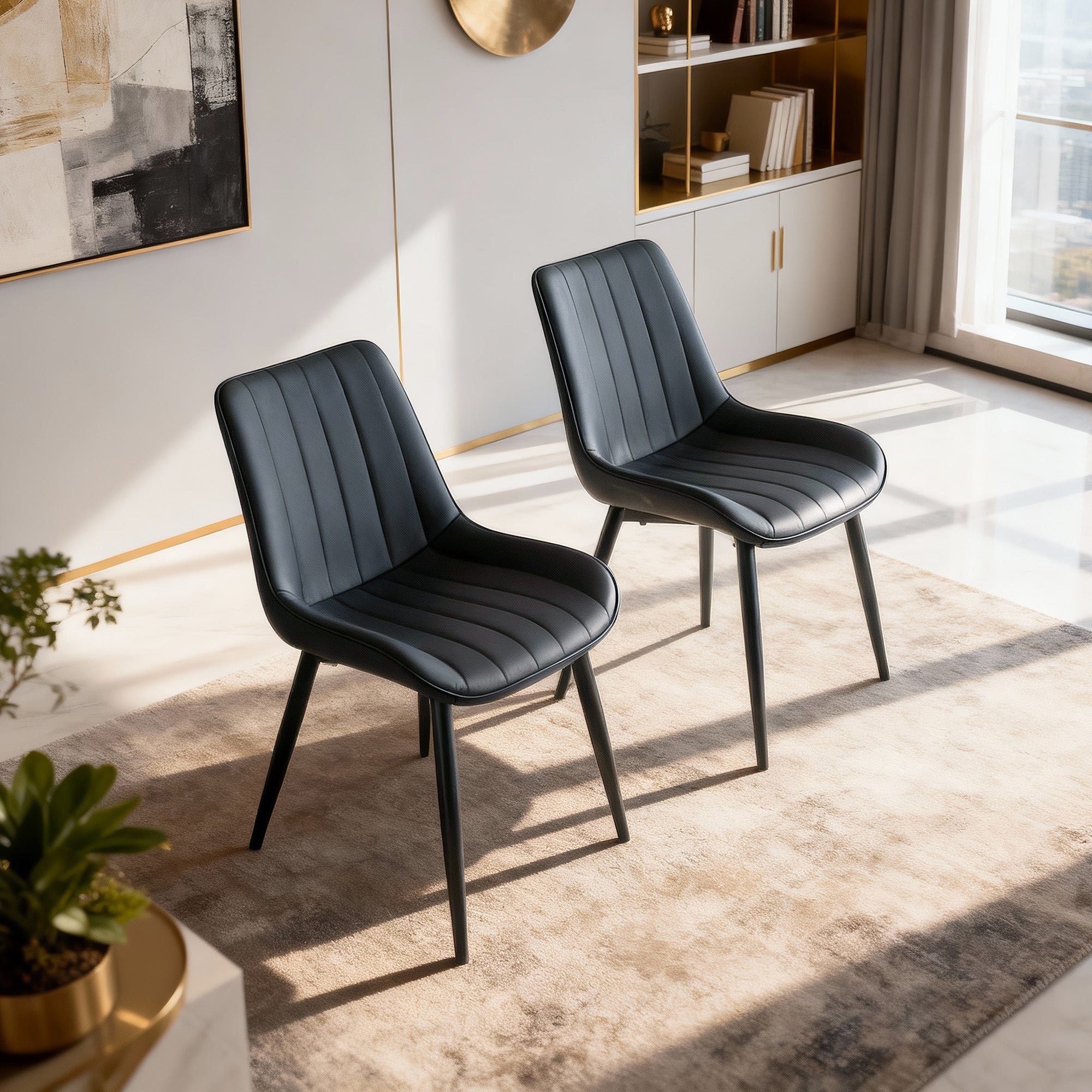 Modern Leather Dining Chairs with Metal Legs 4pCS/CTN