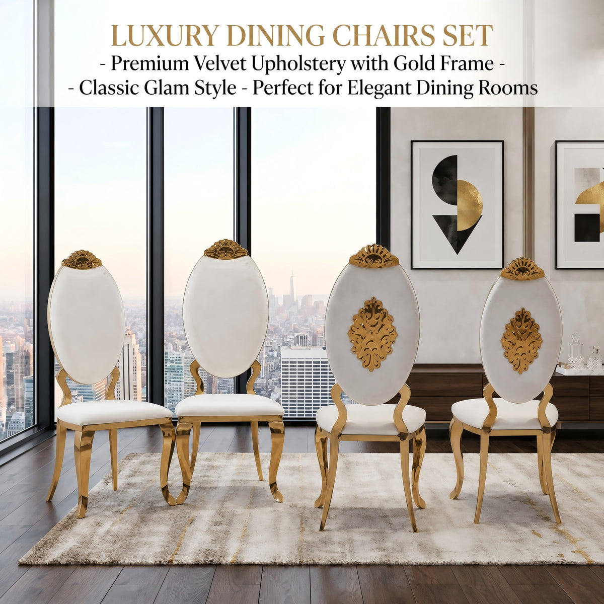 Luxury Carved Back Dining Chair,Gold/Silver 201 Stainless Steel Dining Chair 4pcs/CTN