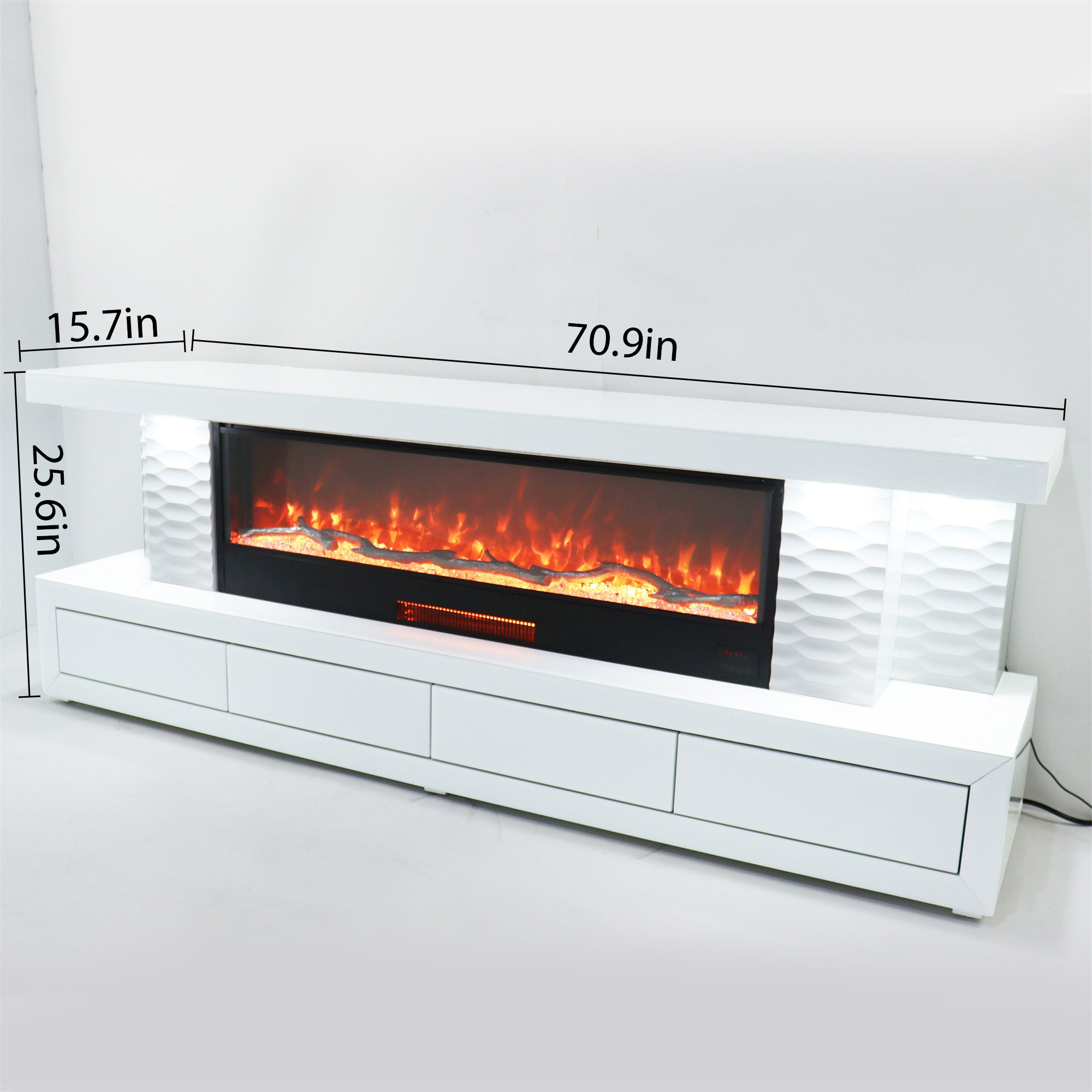 Fully Assembled TV Stand LED Mirrored Fireplace