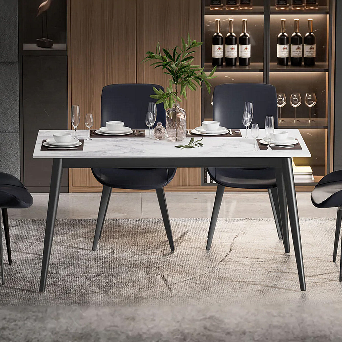 Black Stainless Steel Base Dining table