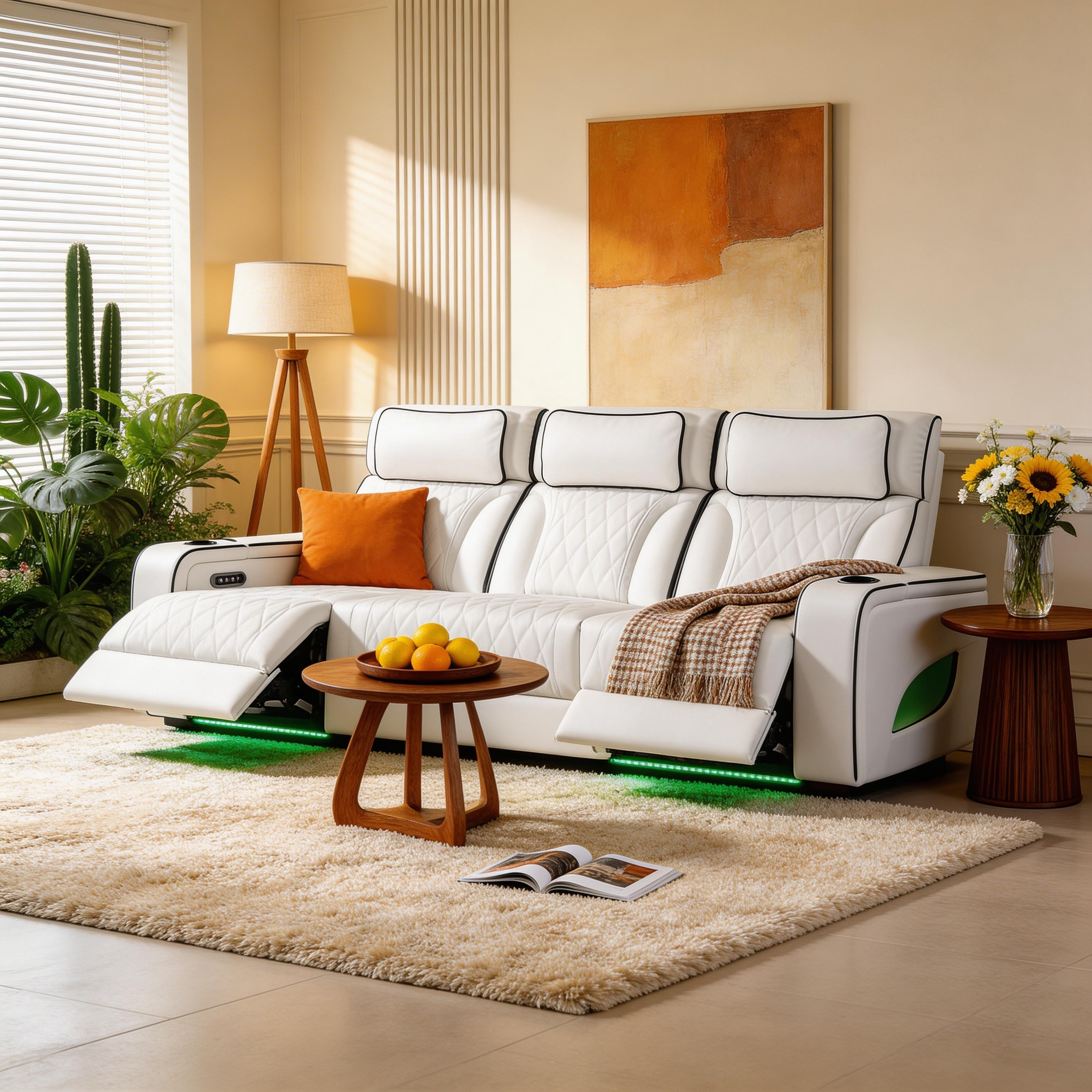 Jessie White Power Recliner 3-seater Sofa