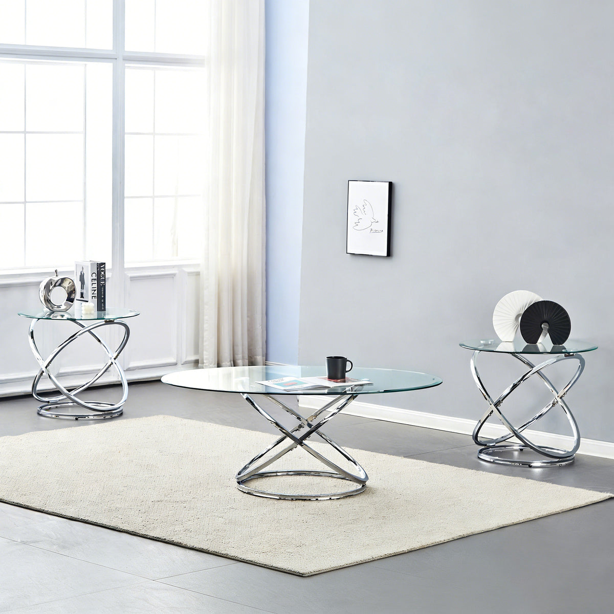 Glass Coffee Table and End Table Set of 3