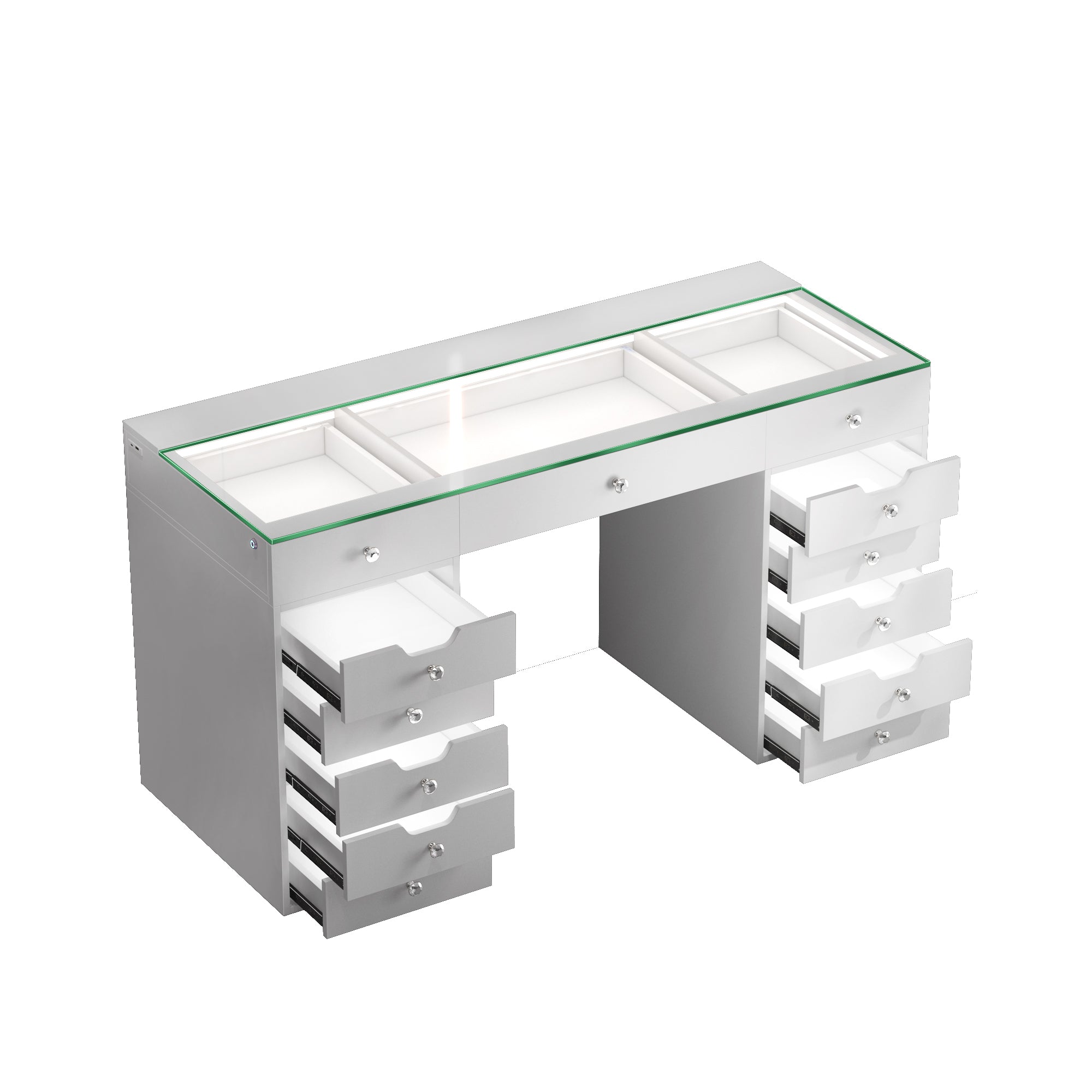 VANITII Eva Vanity Desk - 13 Storage Drawers with Full Light