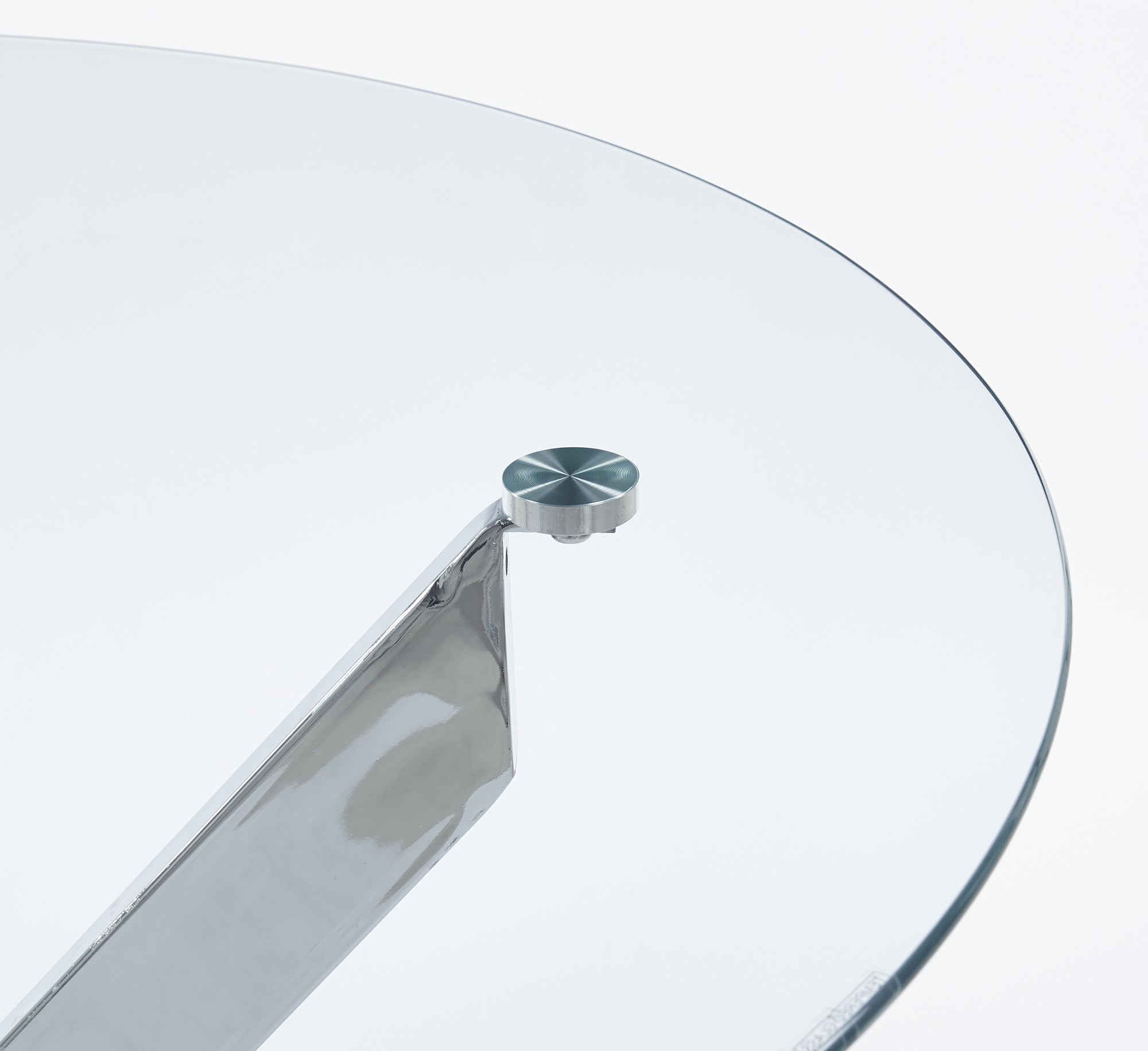Modern Round Glass Dining Table - Chrome And Black Cross Legs
