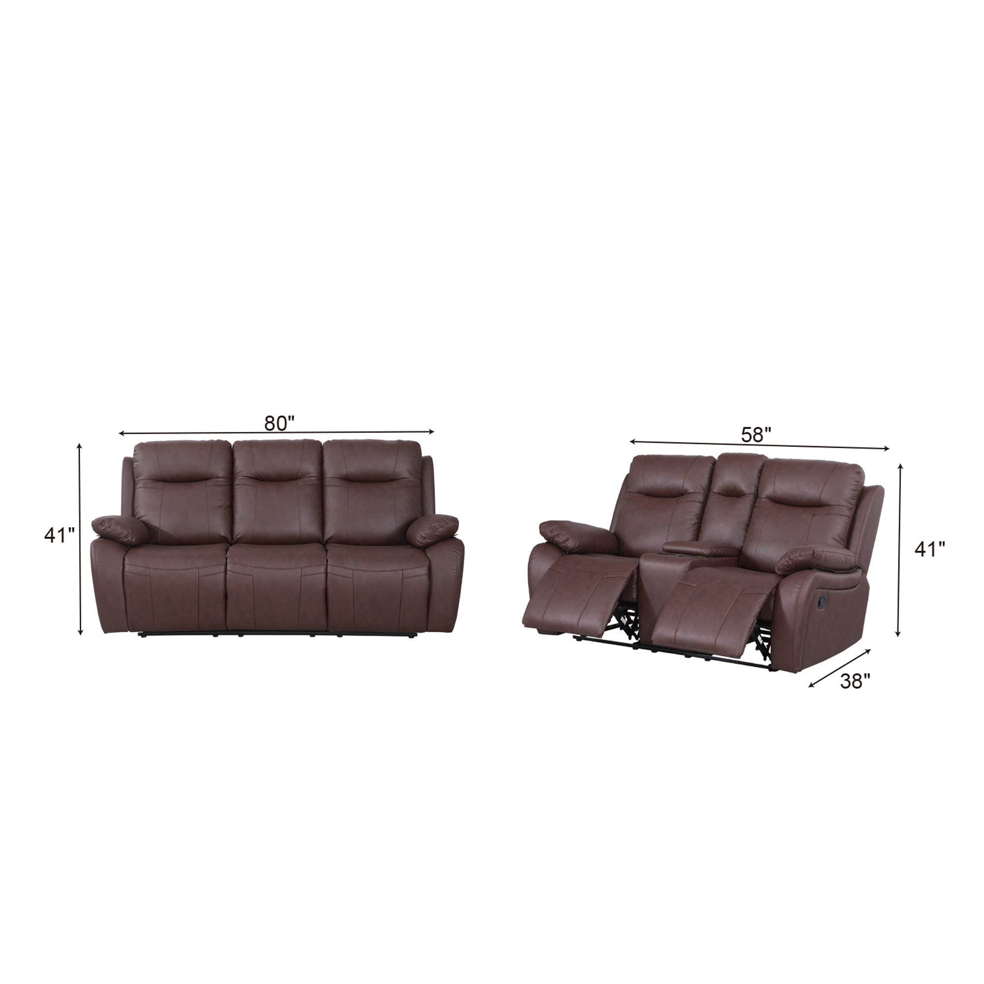 Manual Recliner Sofa MR2537W Brown