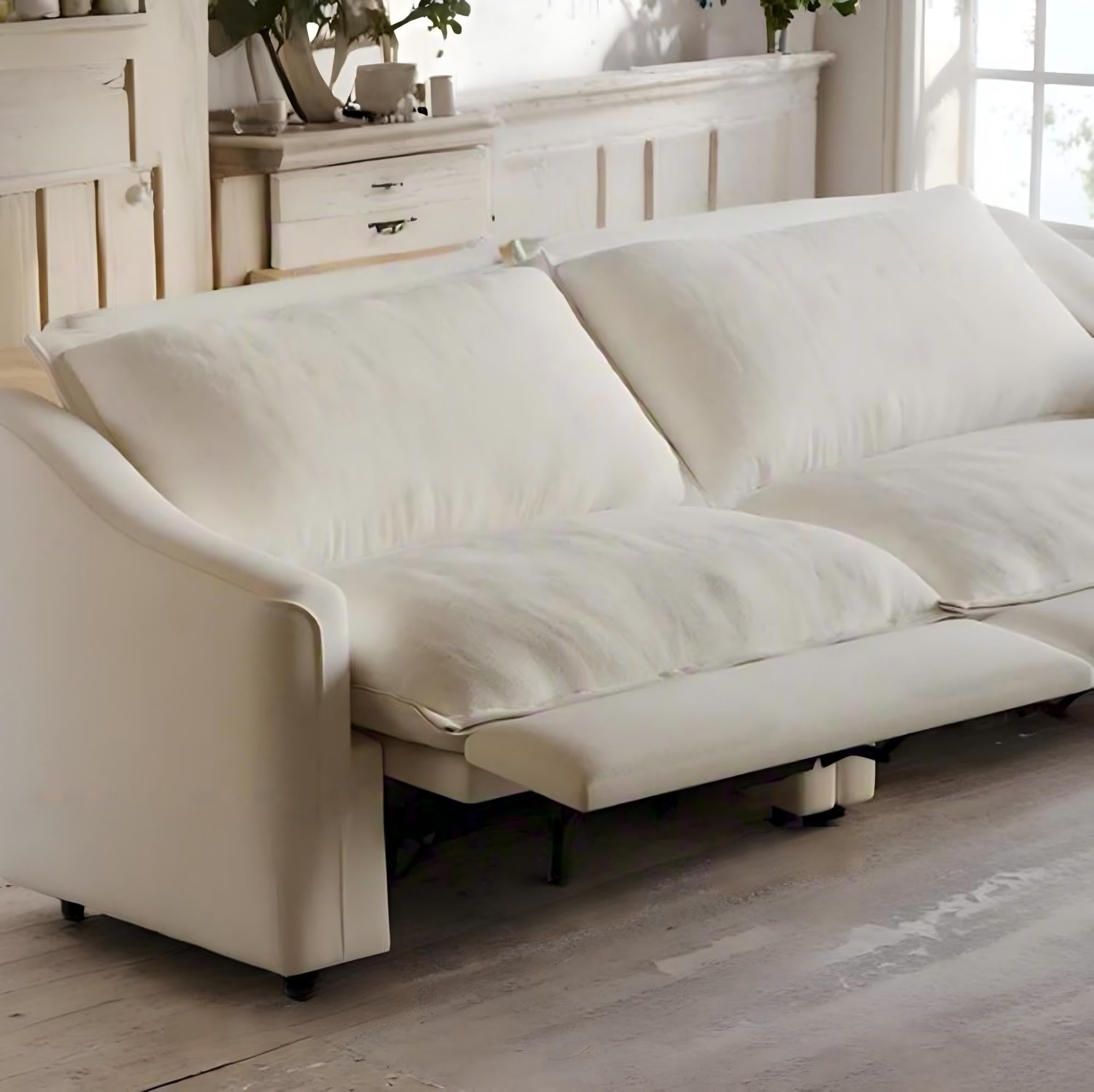 Haven 2-Seater Power Reclining Loveseat, Cream Cloud-Like Fabric Modern Living Room Furniture