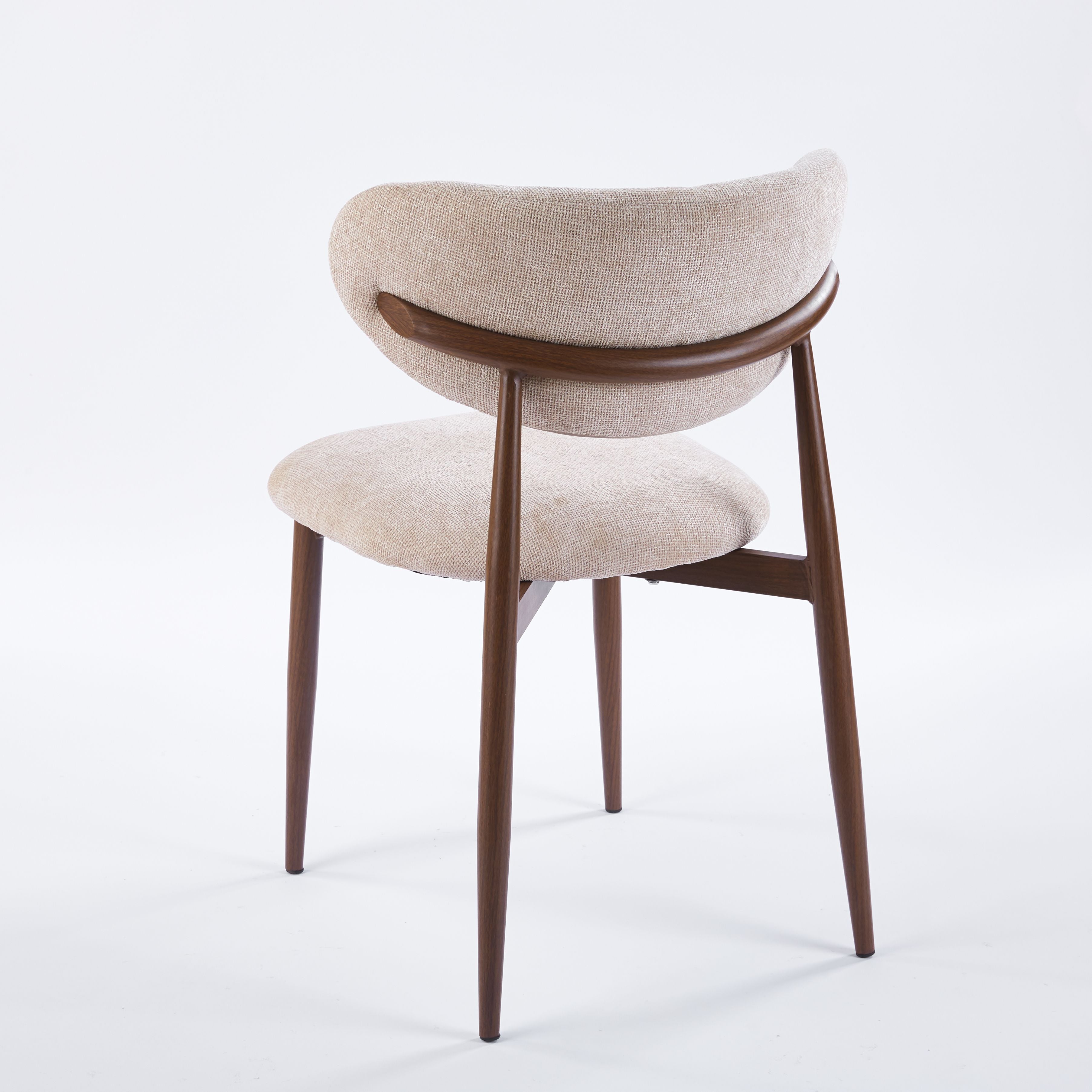 Modern Upholstered Chair - Linen Fabric, Walnut-Transfer Legs 4pCS/CTN