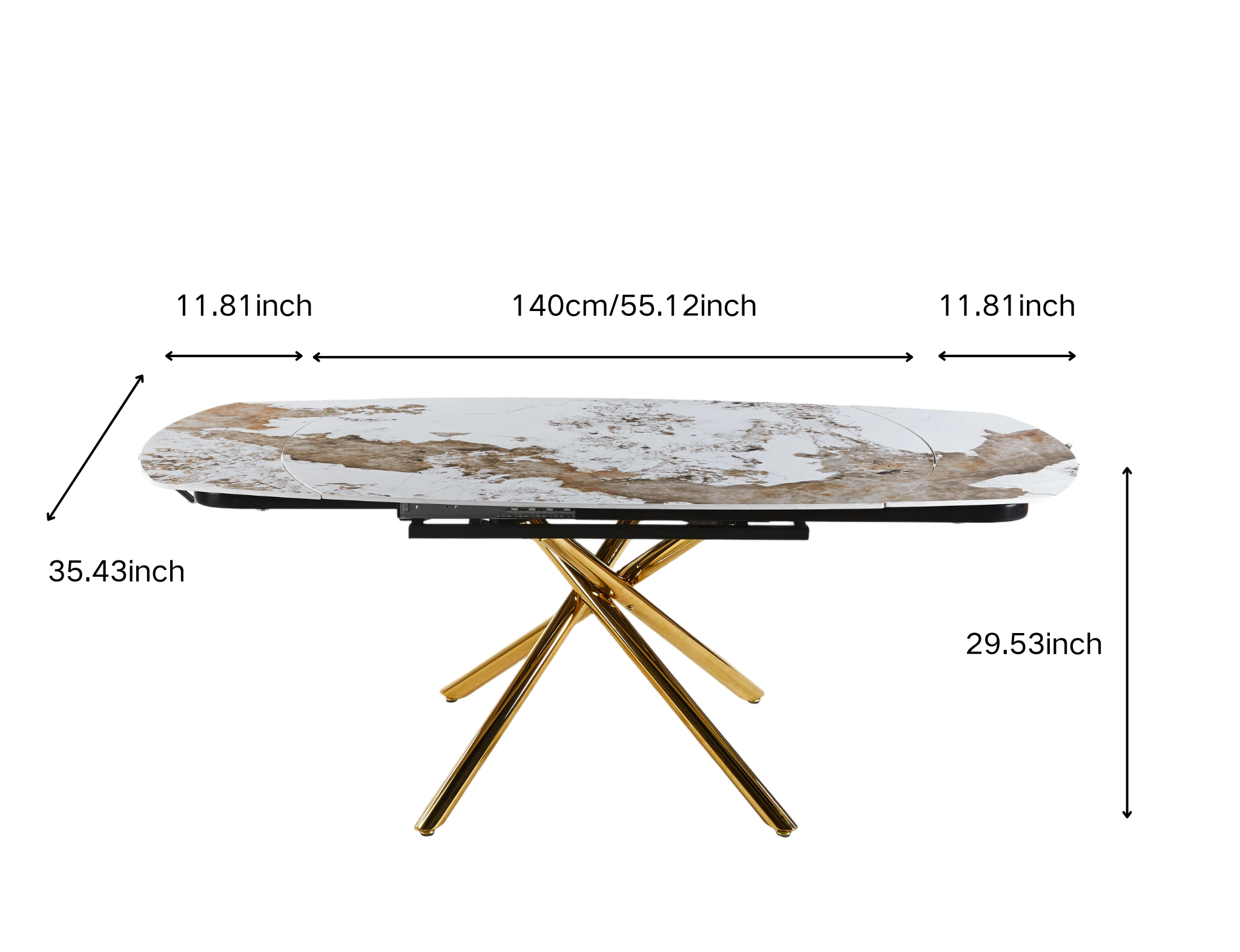 Modern Minimalist White Ceramic Tabletop Dining Set with Beige Velvet Fabric Chairs with Gold Legs (1 Table + 4/6 Chairs)