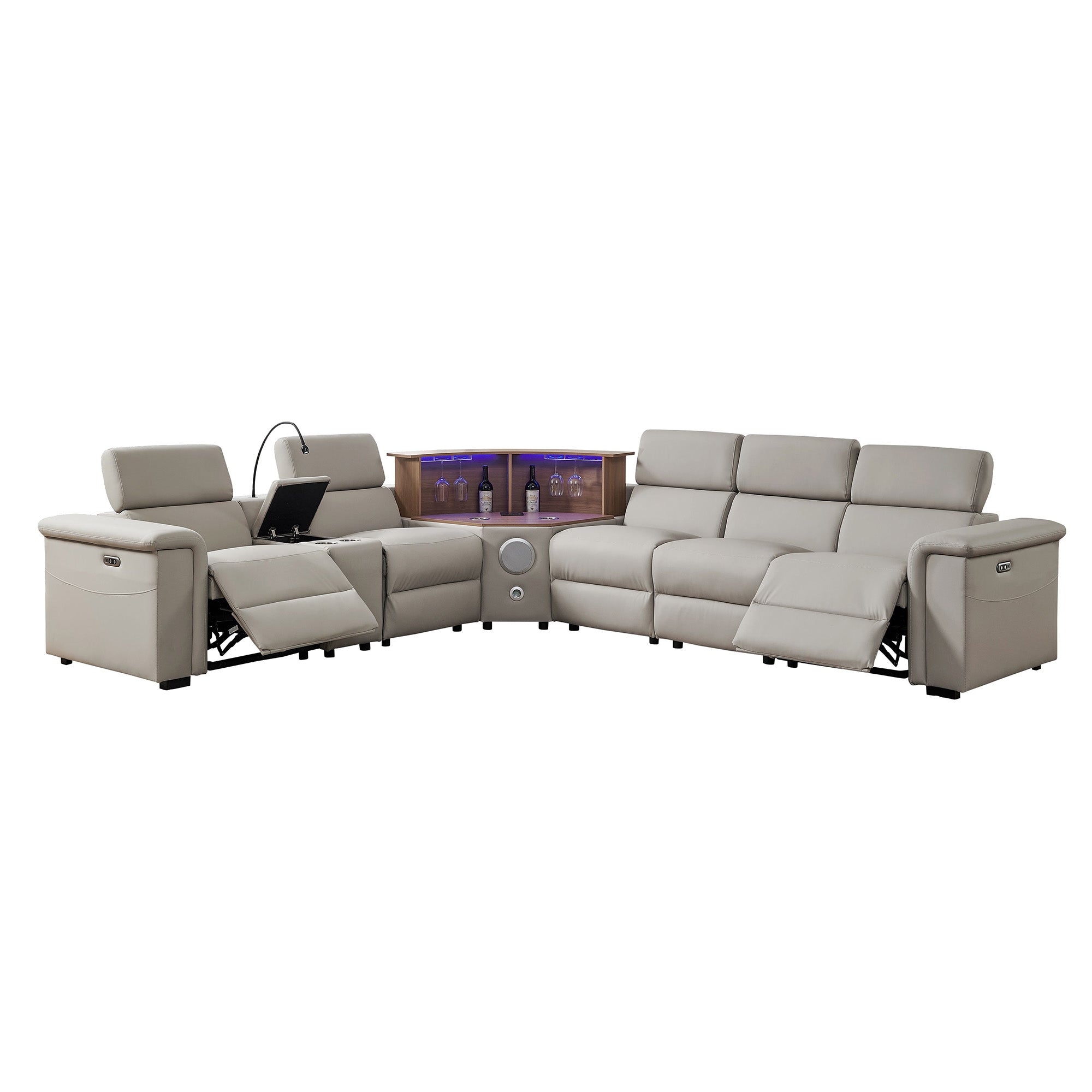 Luxury Leather Power Recliner with Rising Cabinet