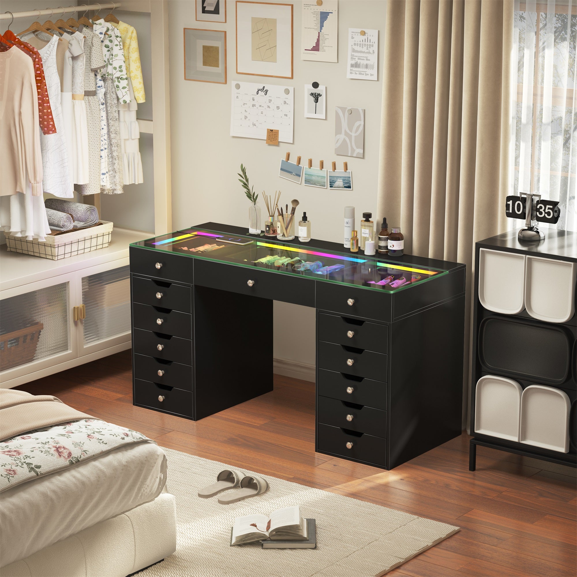 VANITII Eva-RGB Vanity Desk Pro - 13 Storage Drawers