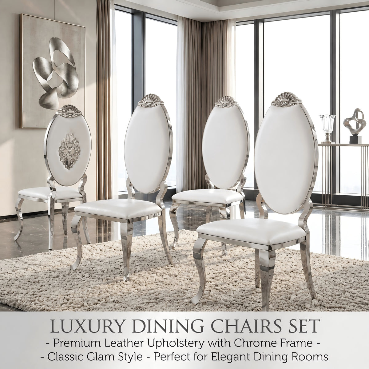 Luxury Carved Back Dining Chair,Gold/Silver 201 Stainless Steel Dining Chair 4pcs/CTN