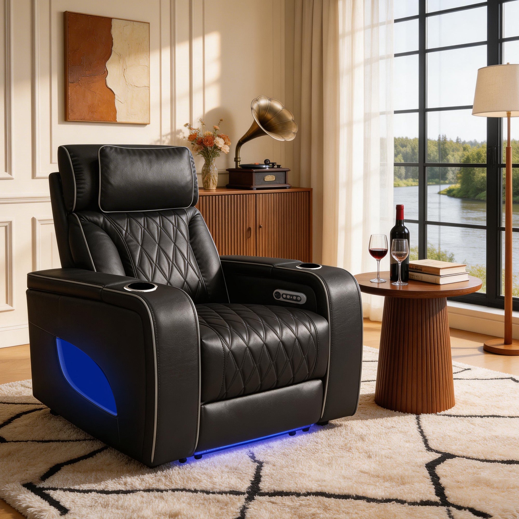 Jessie Power Recliner Chair - Modern Black Leather Armchair