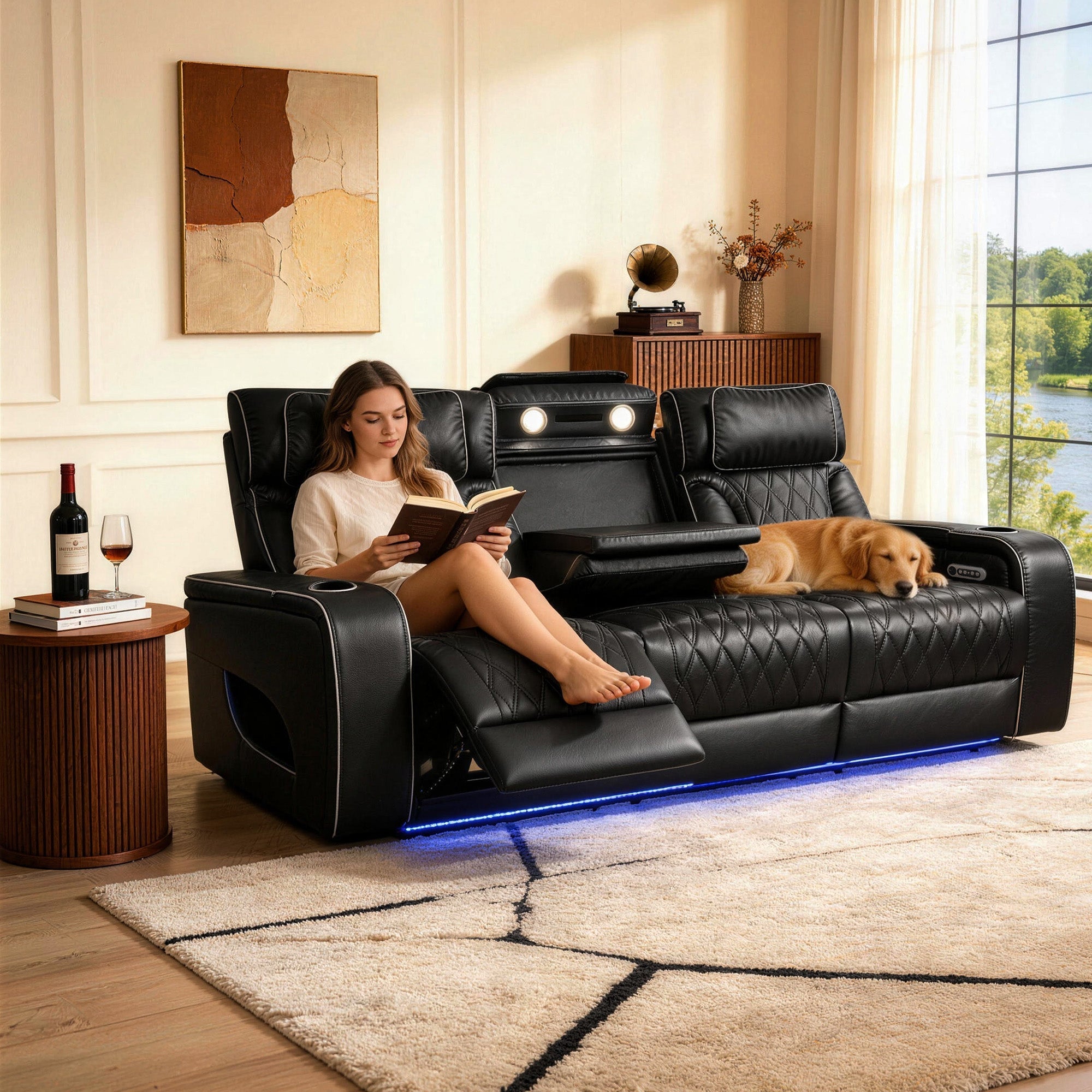 Jessie Power Recliner Black 3-seater Sofa