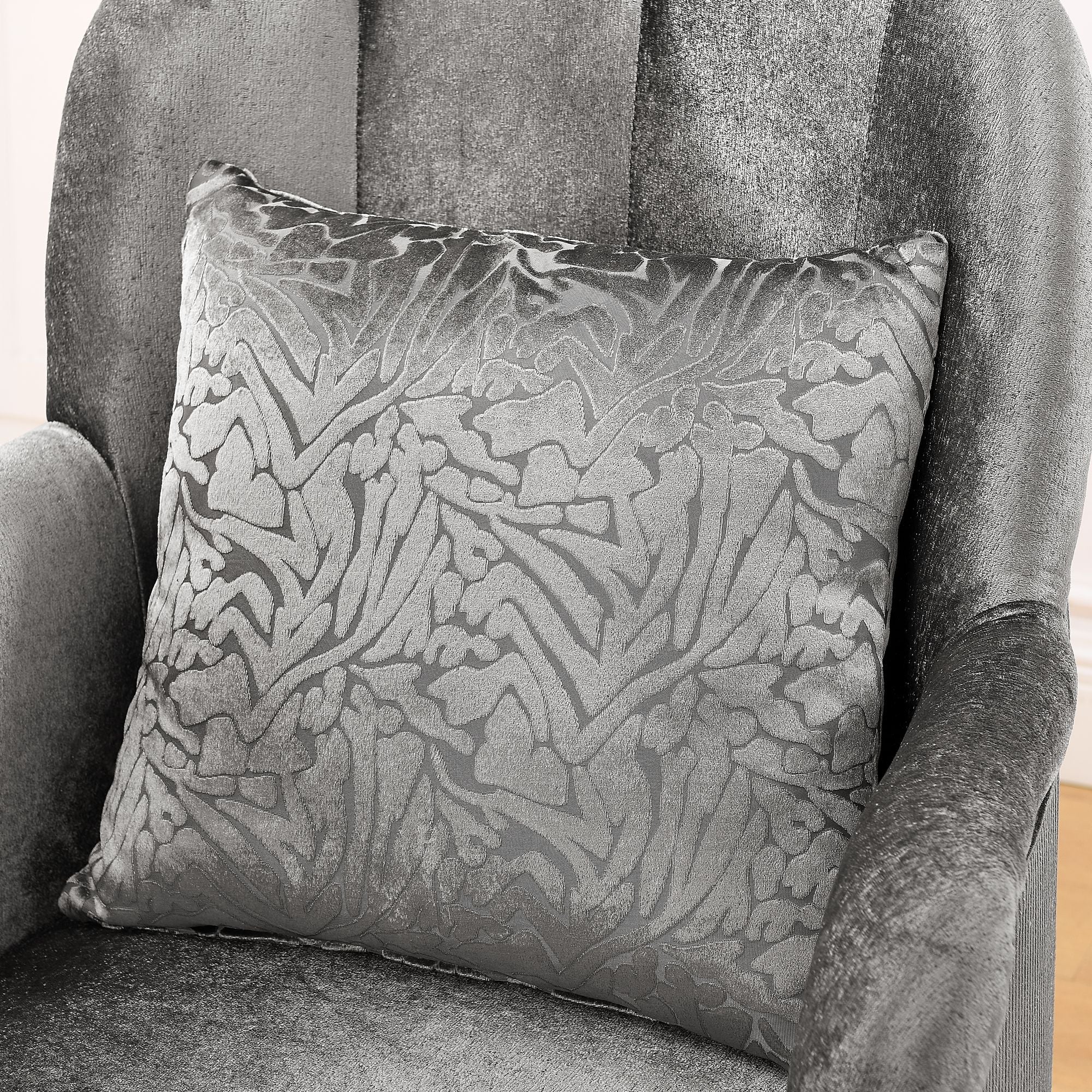 Velvet Chestfield Sofa Set In Gray