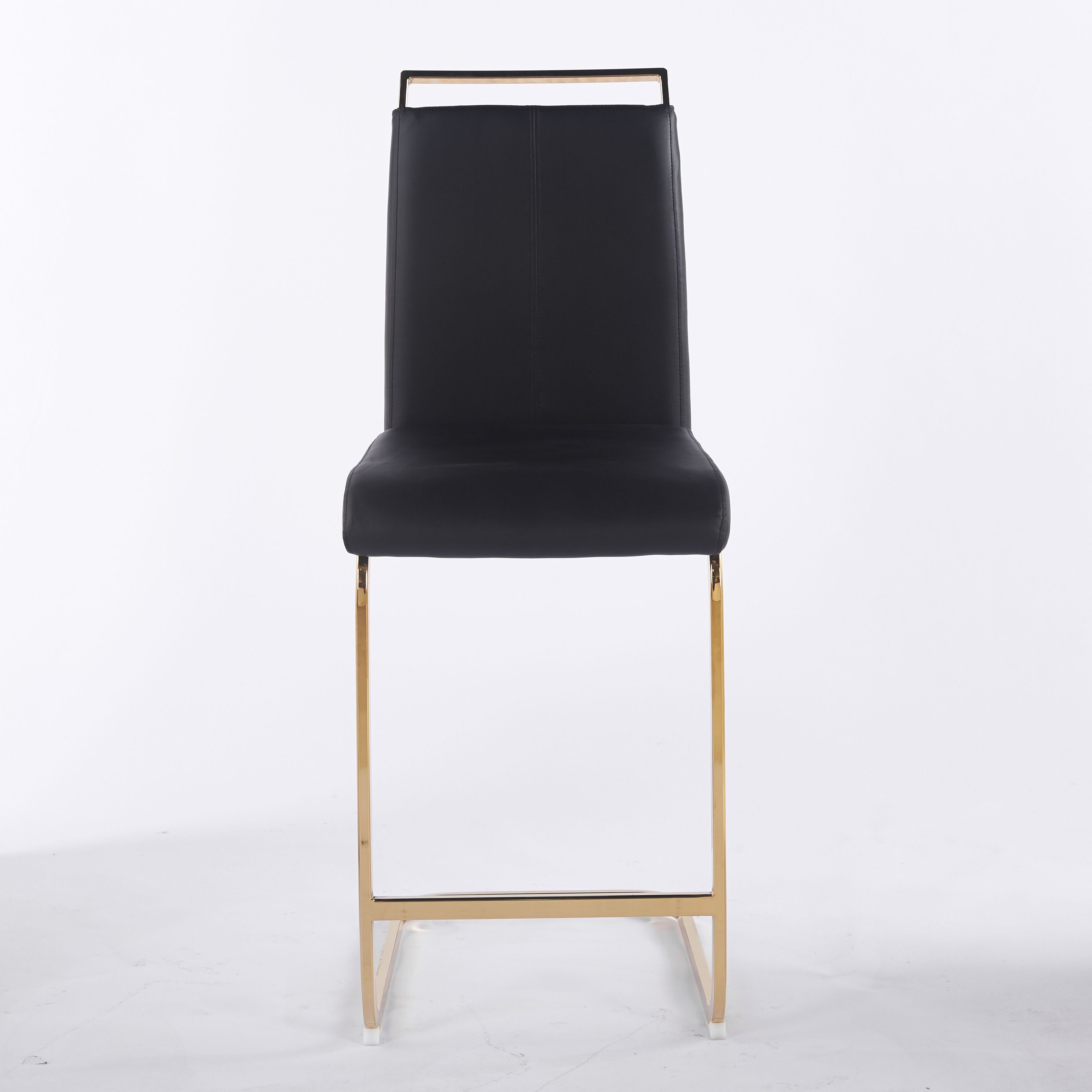 Contemporary Upholstered Dining Chair, Diamond Stitched PU Leather with Gold/Chrome Cantilever Base 4pCS/CTN