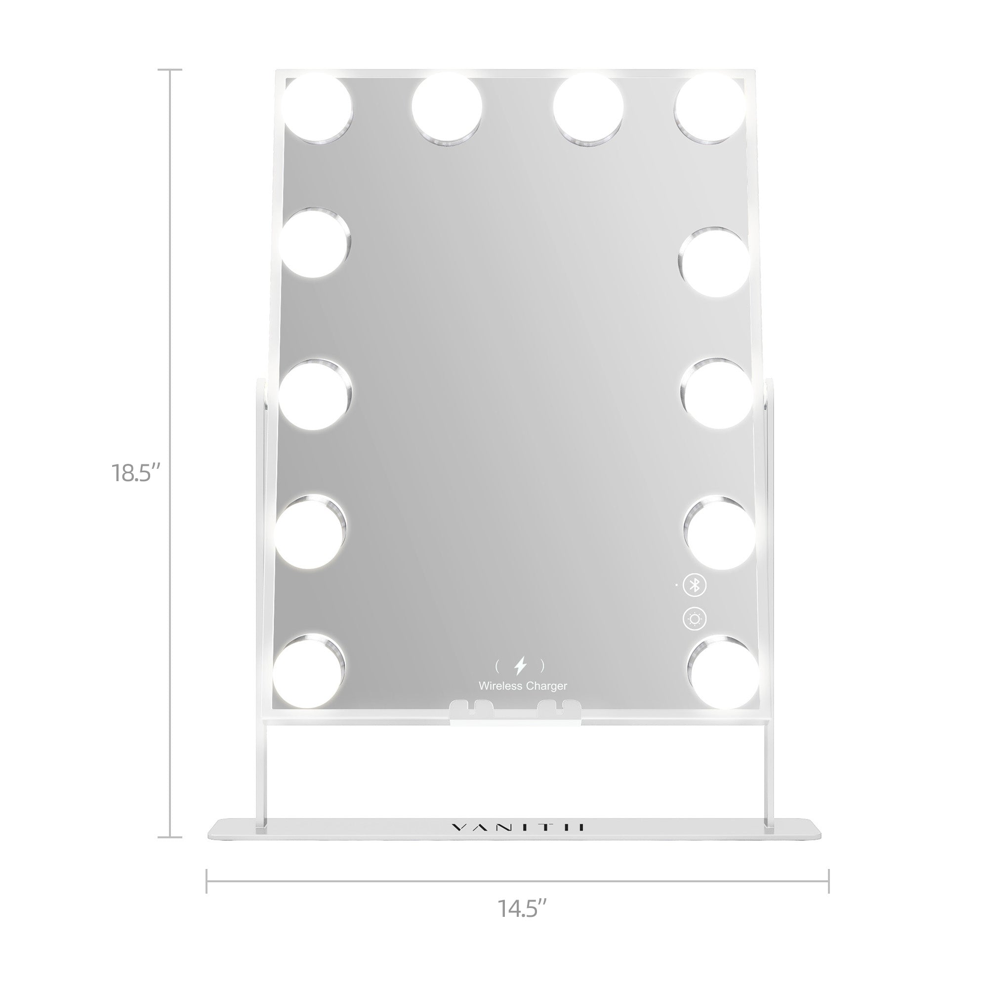 VANITII Hathaway Hollywood Slim Vanity Mirror with Wireless Charging L - 12 Dimmable LED Bulbs