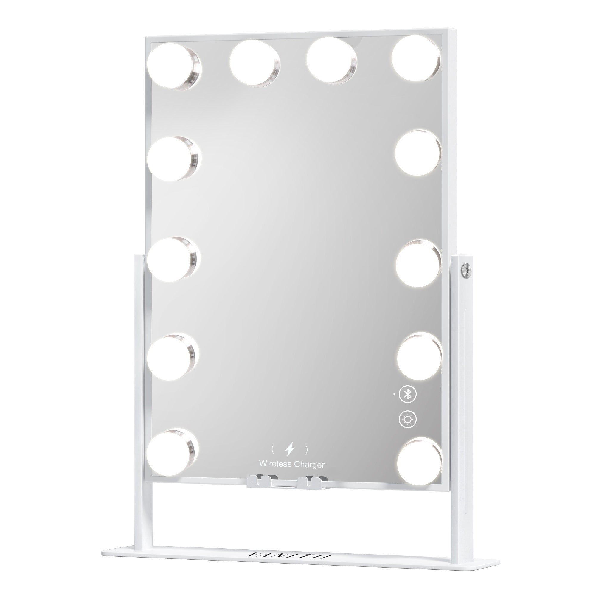 VANITII Hathaway Hollywood Slim Vanity Mirror with Wireless Charging L - 12 Dimmable LED Bulbs