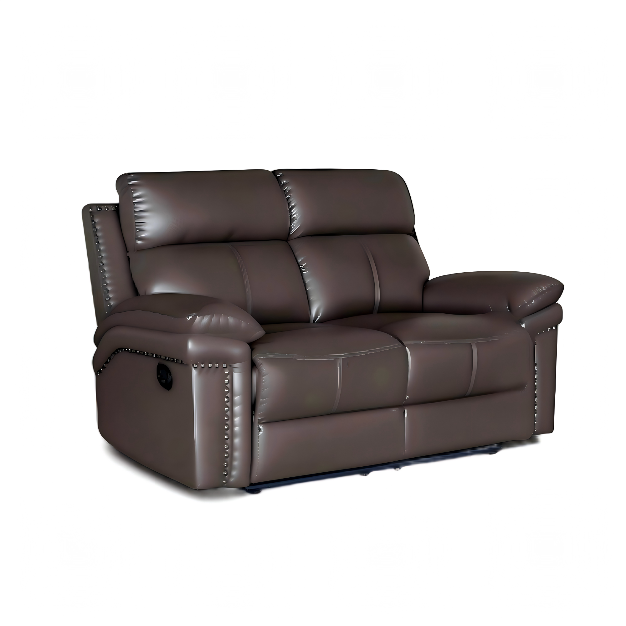 Bison Power Recliner & 2-Seater Sofa with Armrests and Storage, Breathable Leather, Home Theater Seating