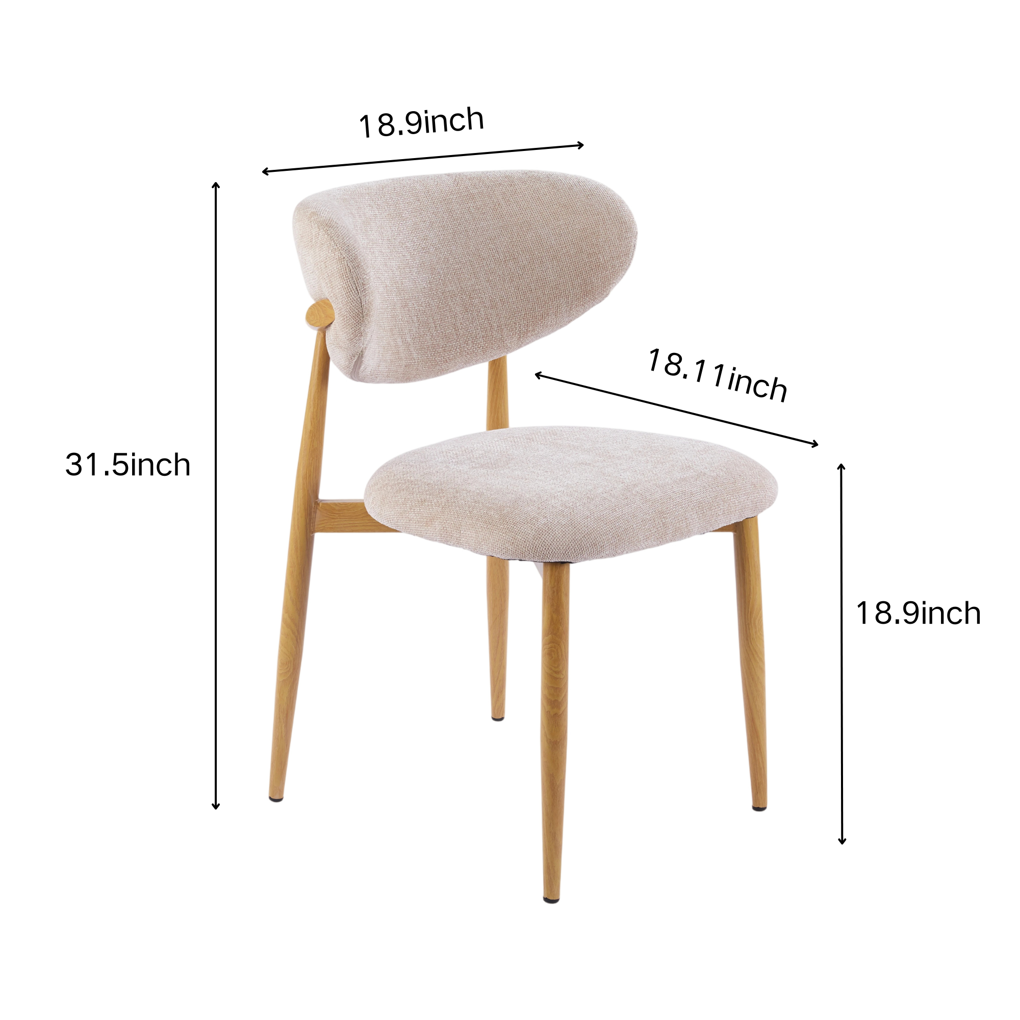 Steel Legs with Wood Grain Transfer Print Dining Chair