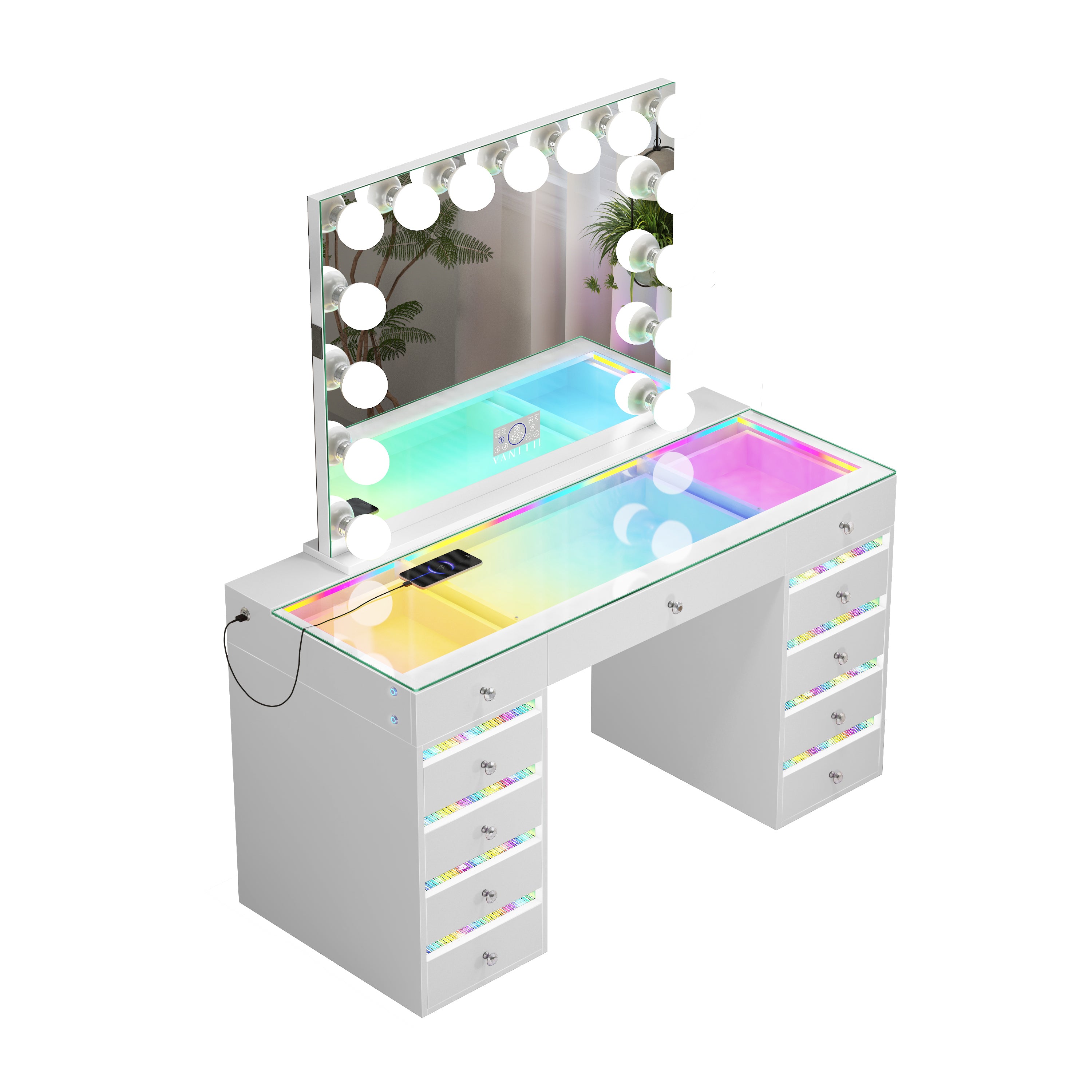 VANITII Fenair Vanity Desk with RGB light including Vanity Mirror