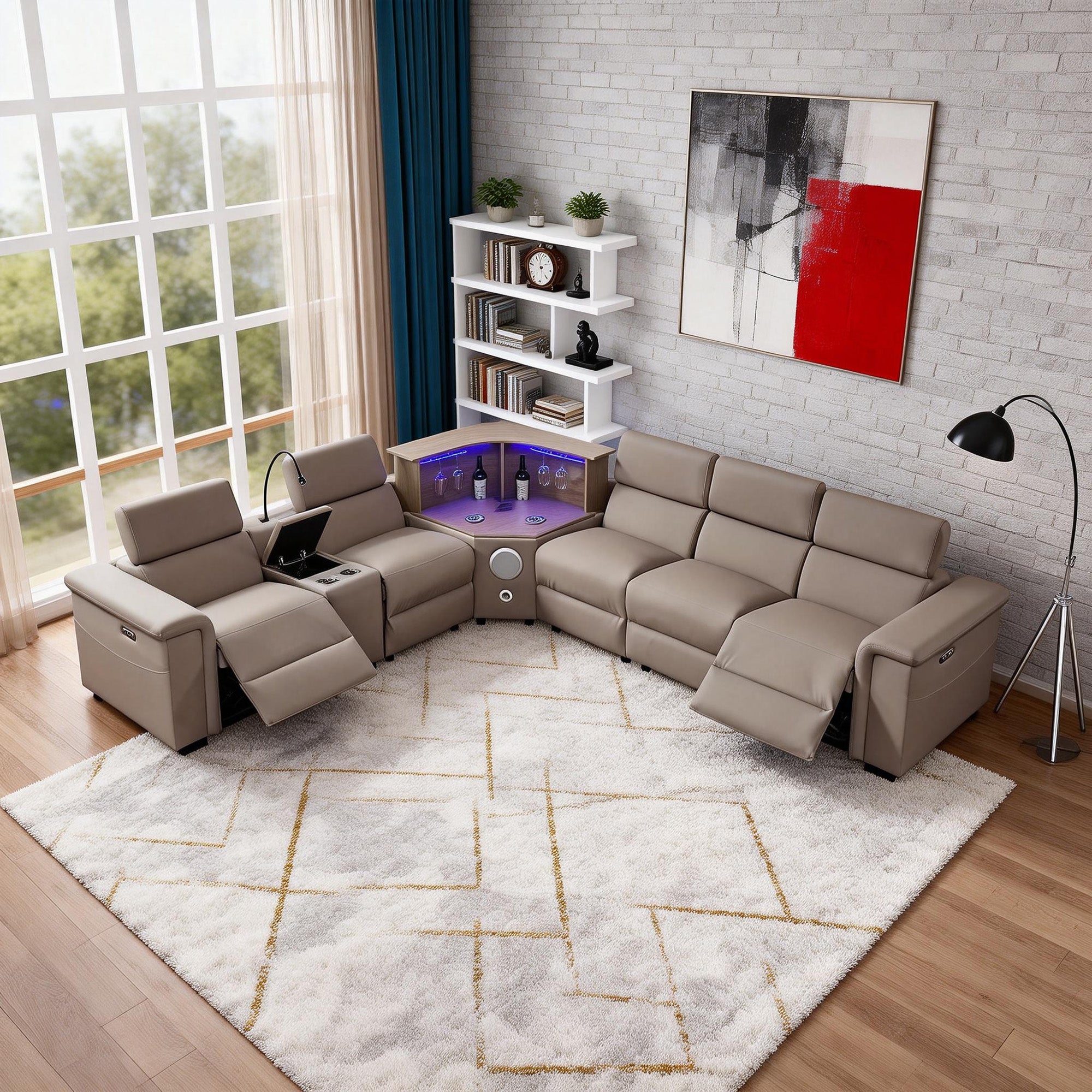 Luxury Leather Power Recliner with Rising Cabinet