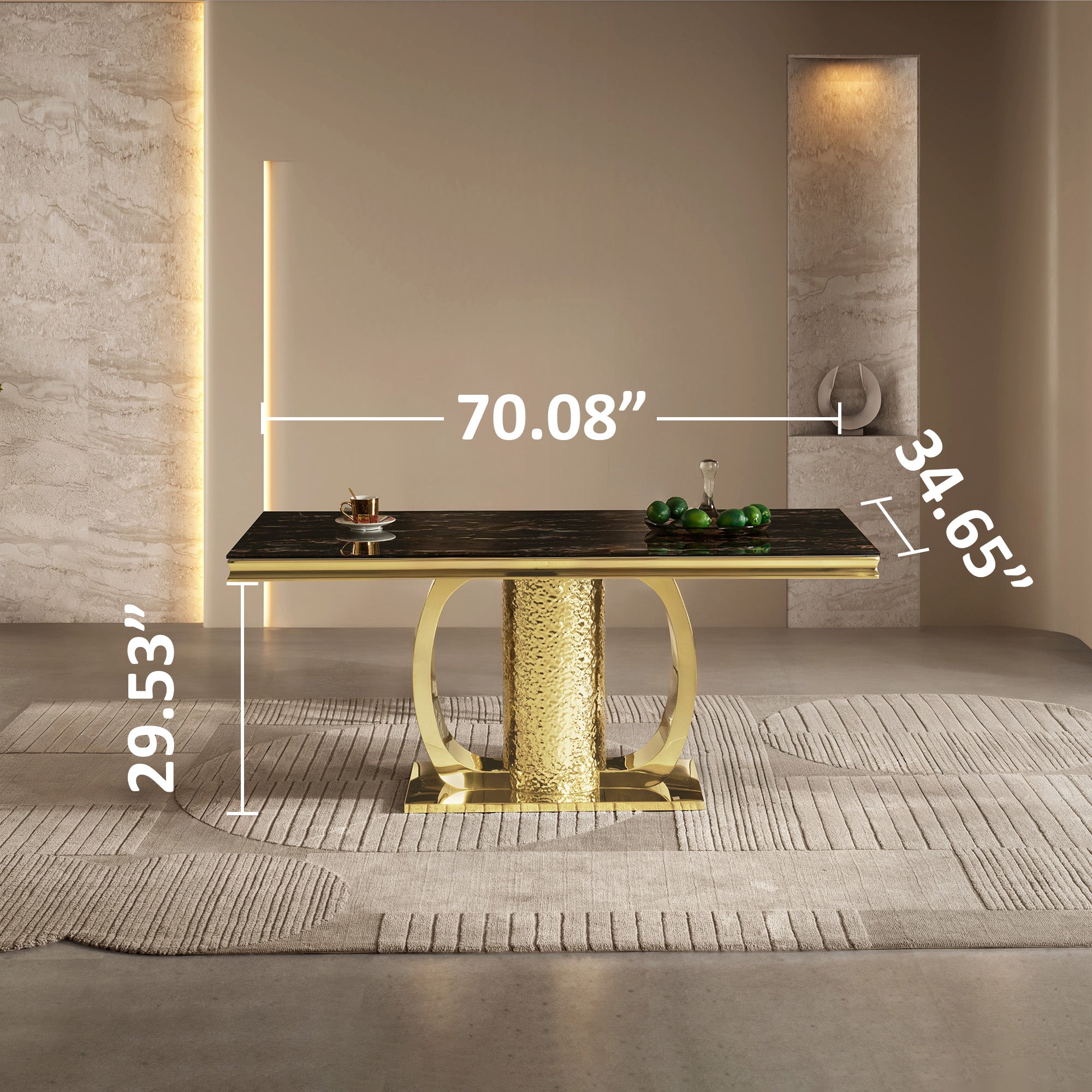 Fashion Stainless Steel & Tempered Glass Dining Table