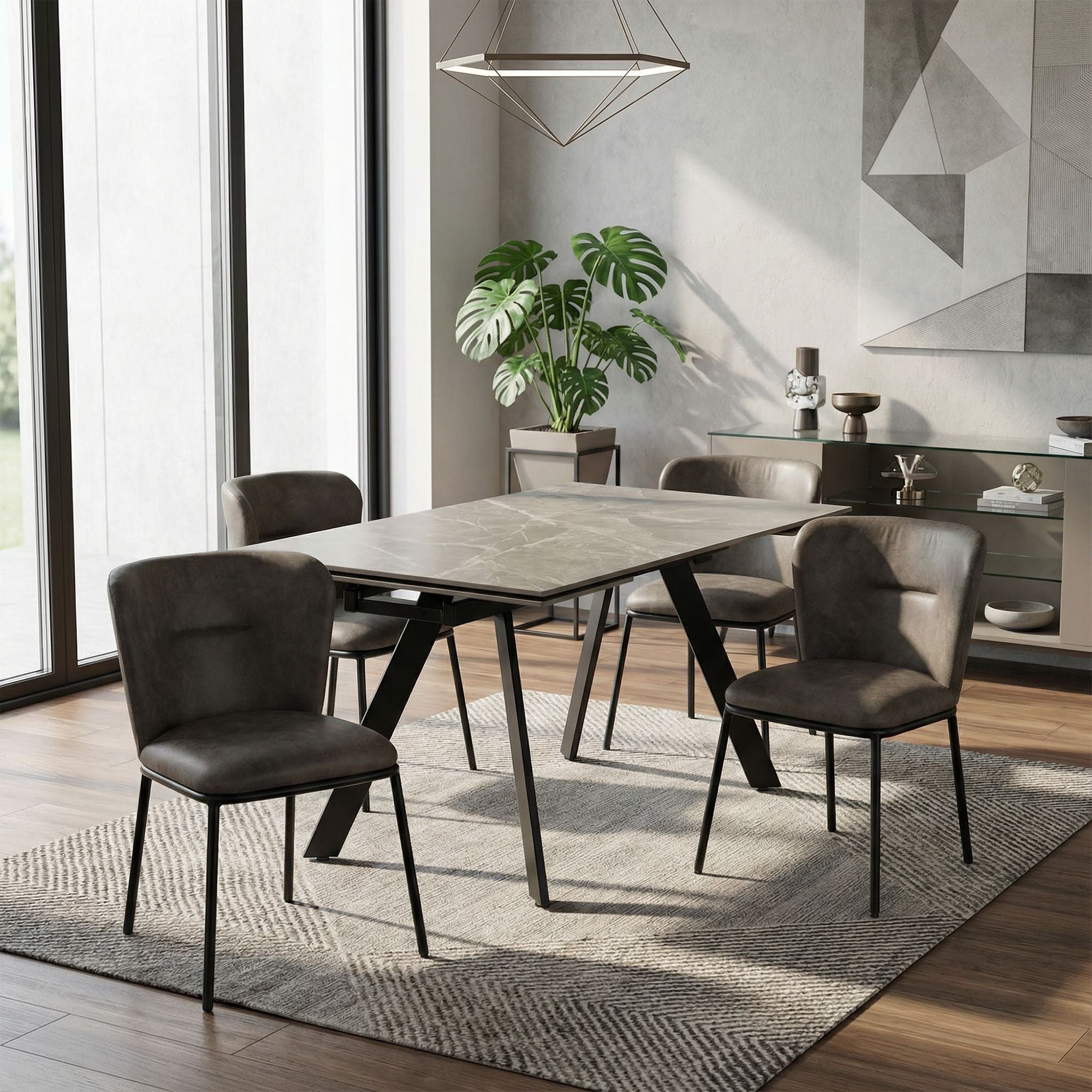 Fabric Upholstered Dining Room Chair with Curved Back