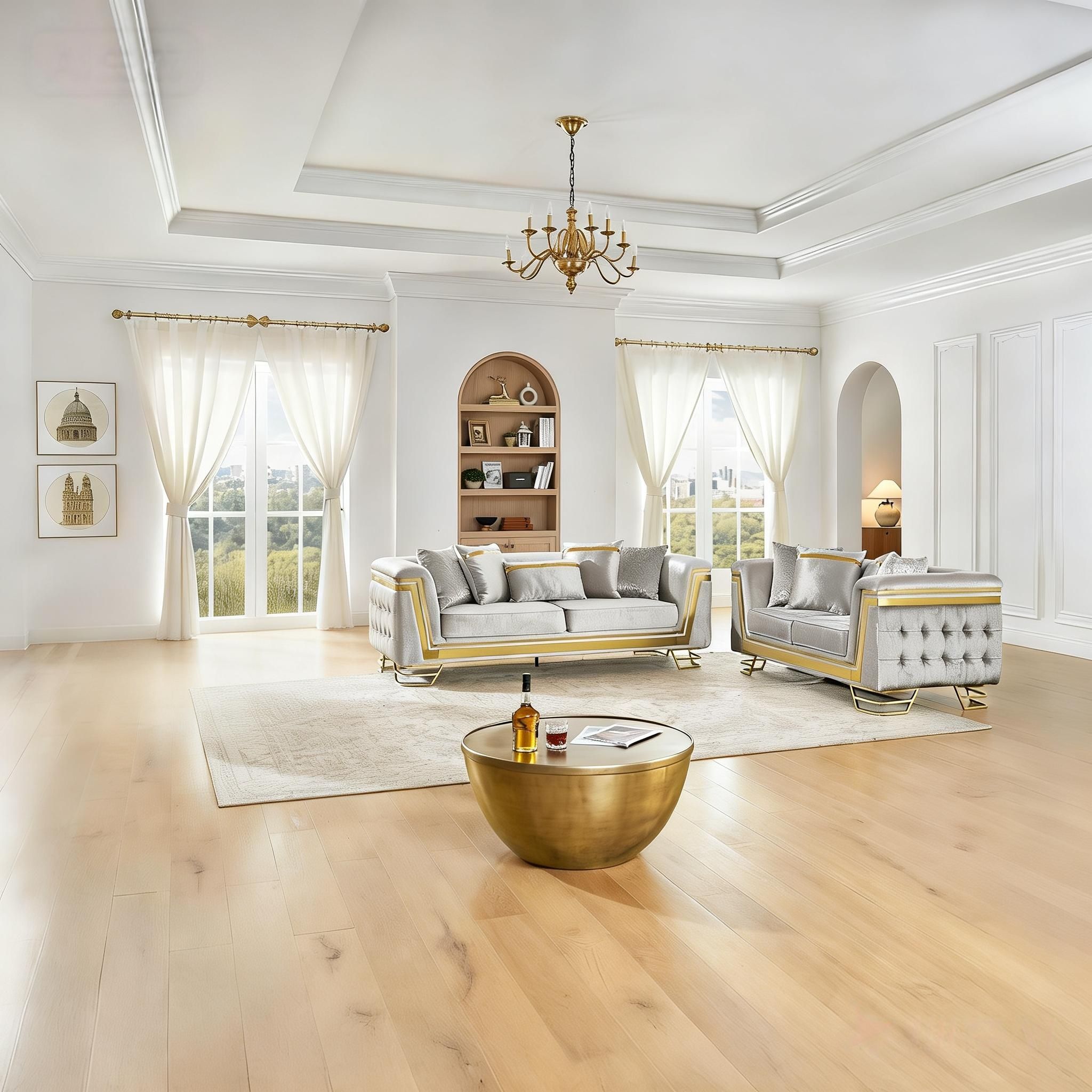 Chestfield Sofa Set in Beige