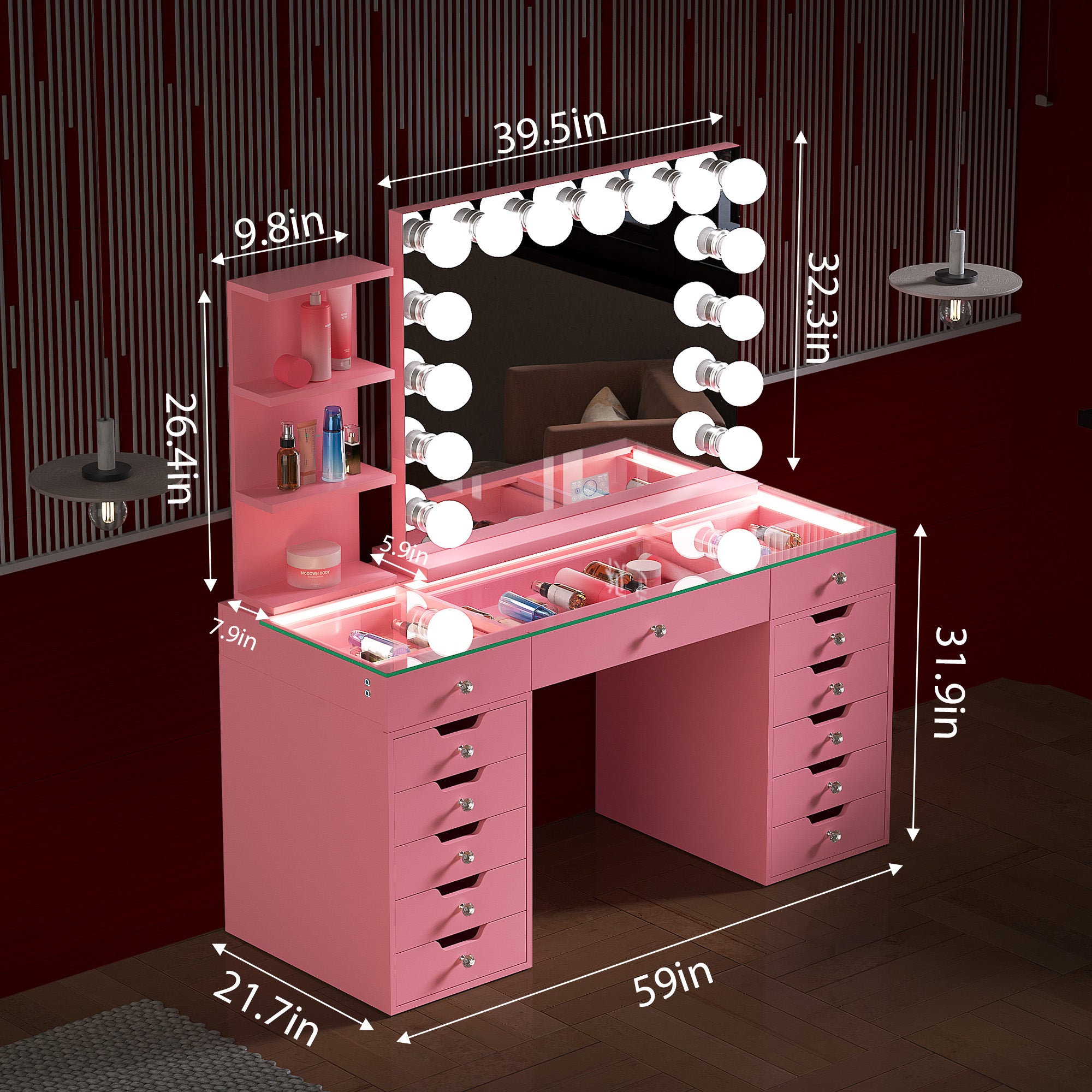 Promotion ! VANITII Eva Vanity Set with 15 bulbs Vanity Mirror(Only sell in California)