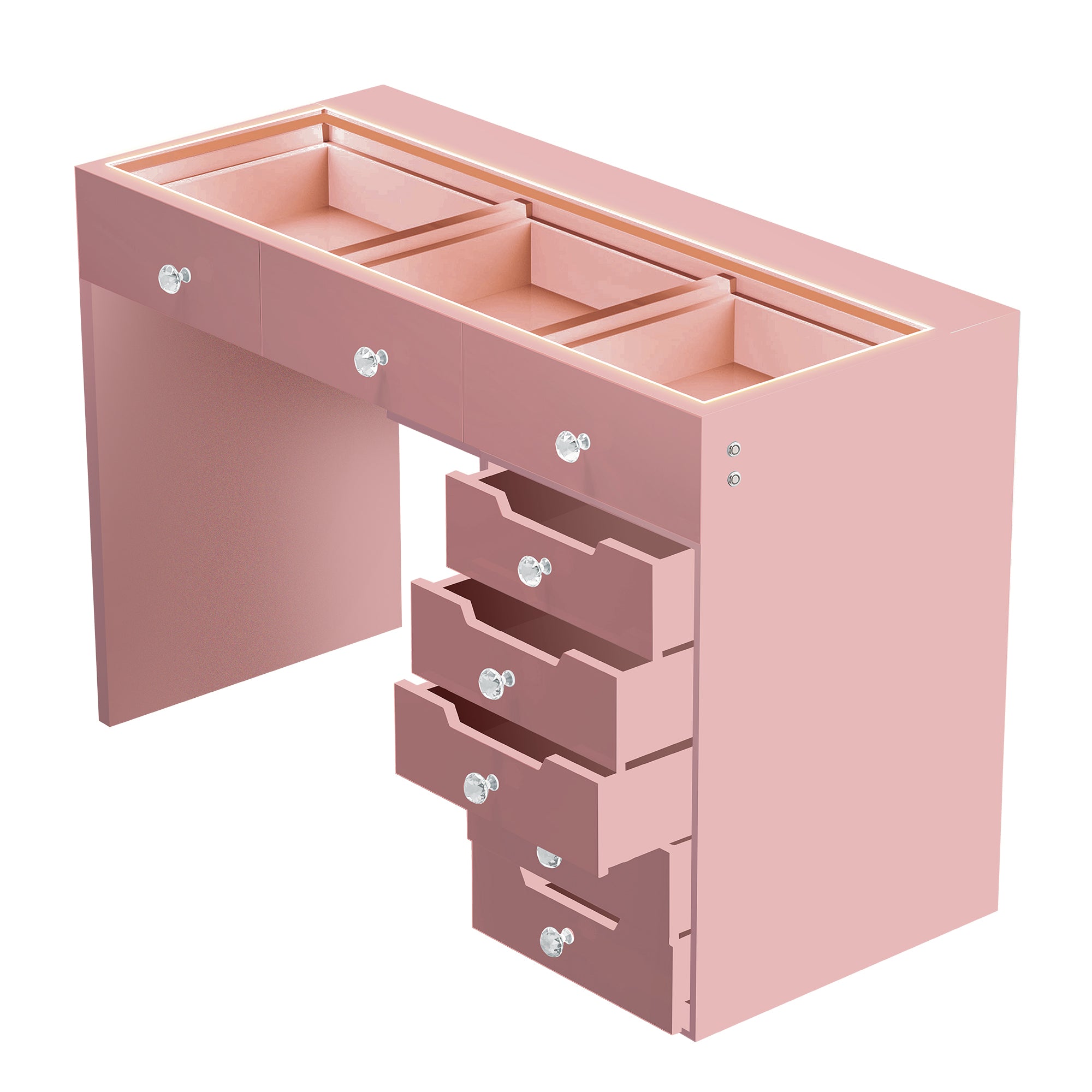 VANITII Diana Pink Vanity Desk - 8 Storage Drawers