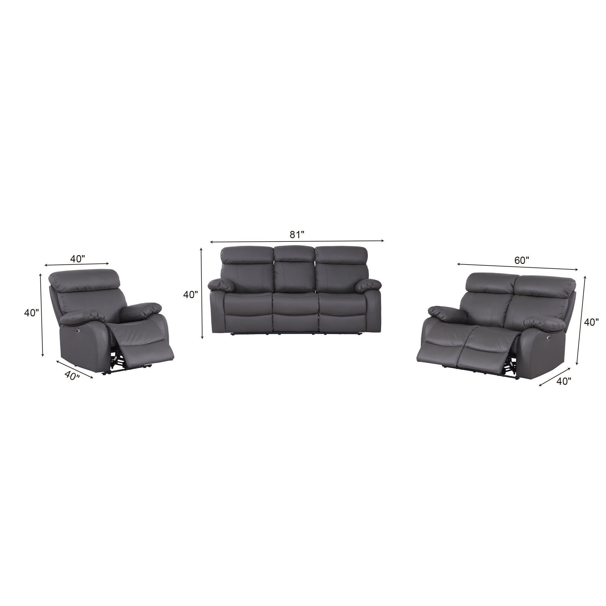 Power Recliner Loveseat MR2041W Gray