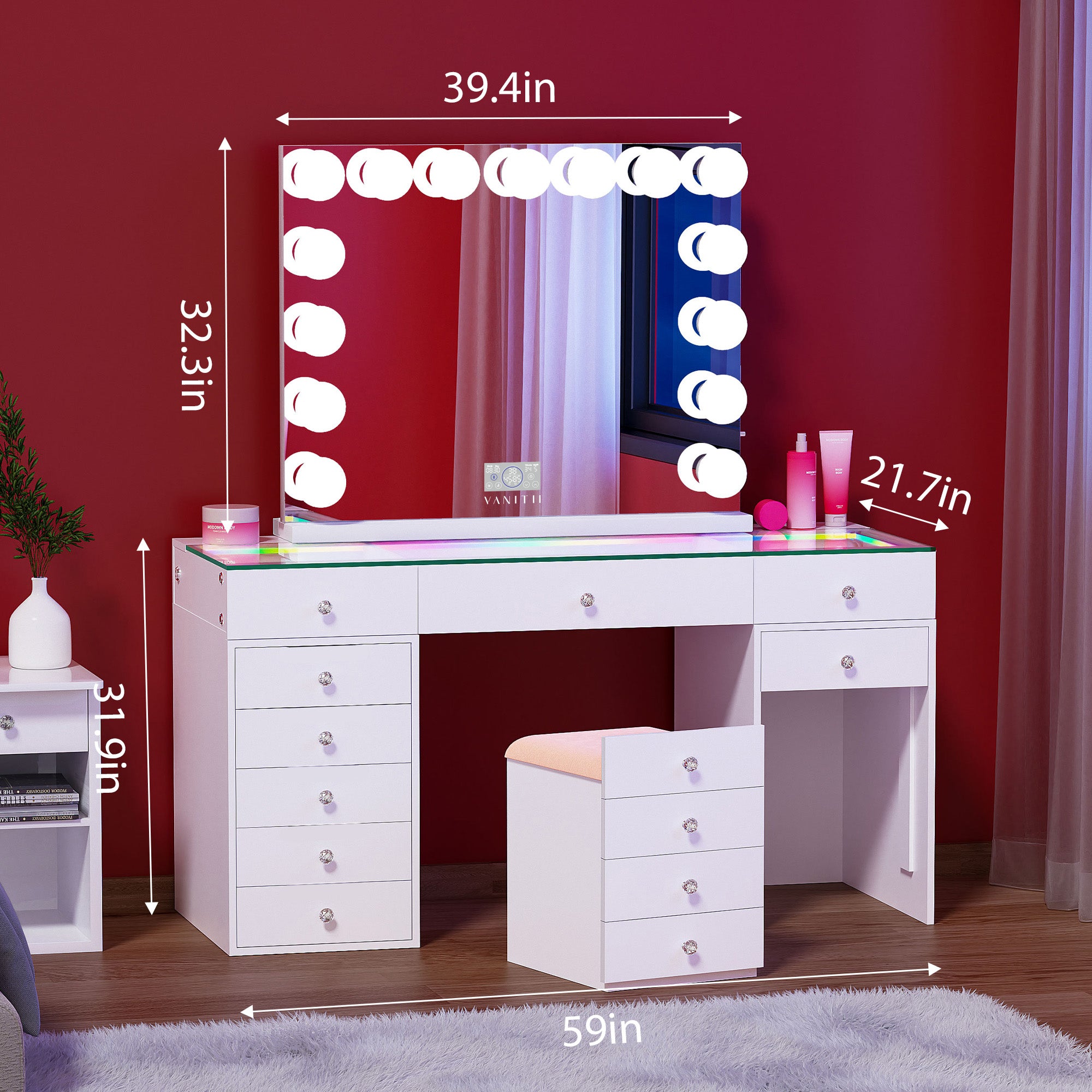 New Release ! VANITII Eva Vanity Set-12 Storage Drawers Set with Marilyn Vanity Mirror