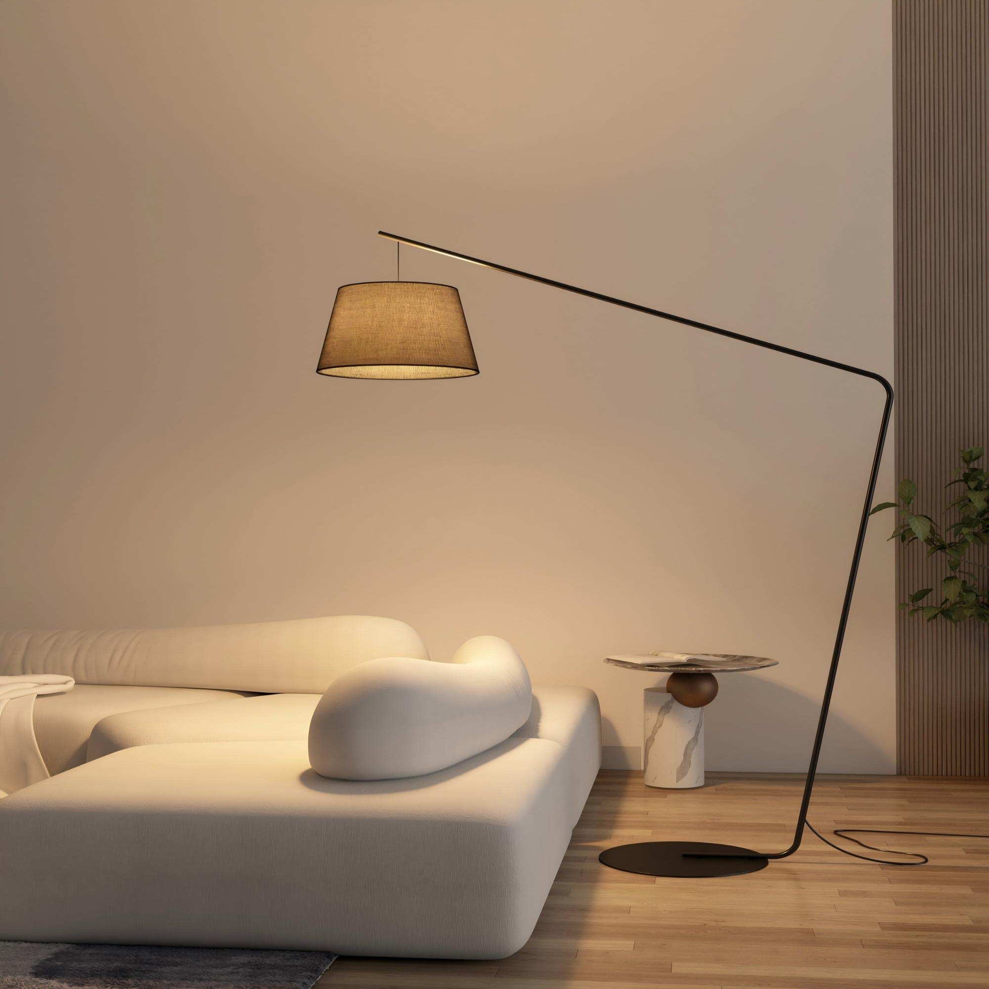 Modern 178cm Floor Lamp: Black Iron Frame & Linen Shade for Living Room/Bedroom (US Standard Plug)